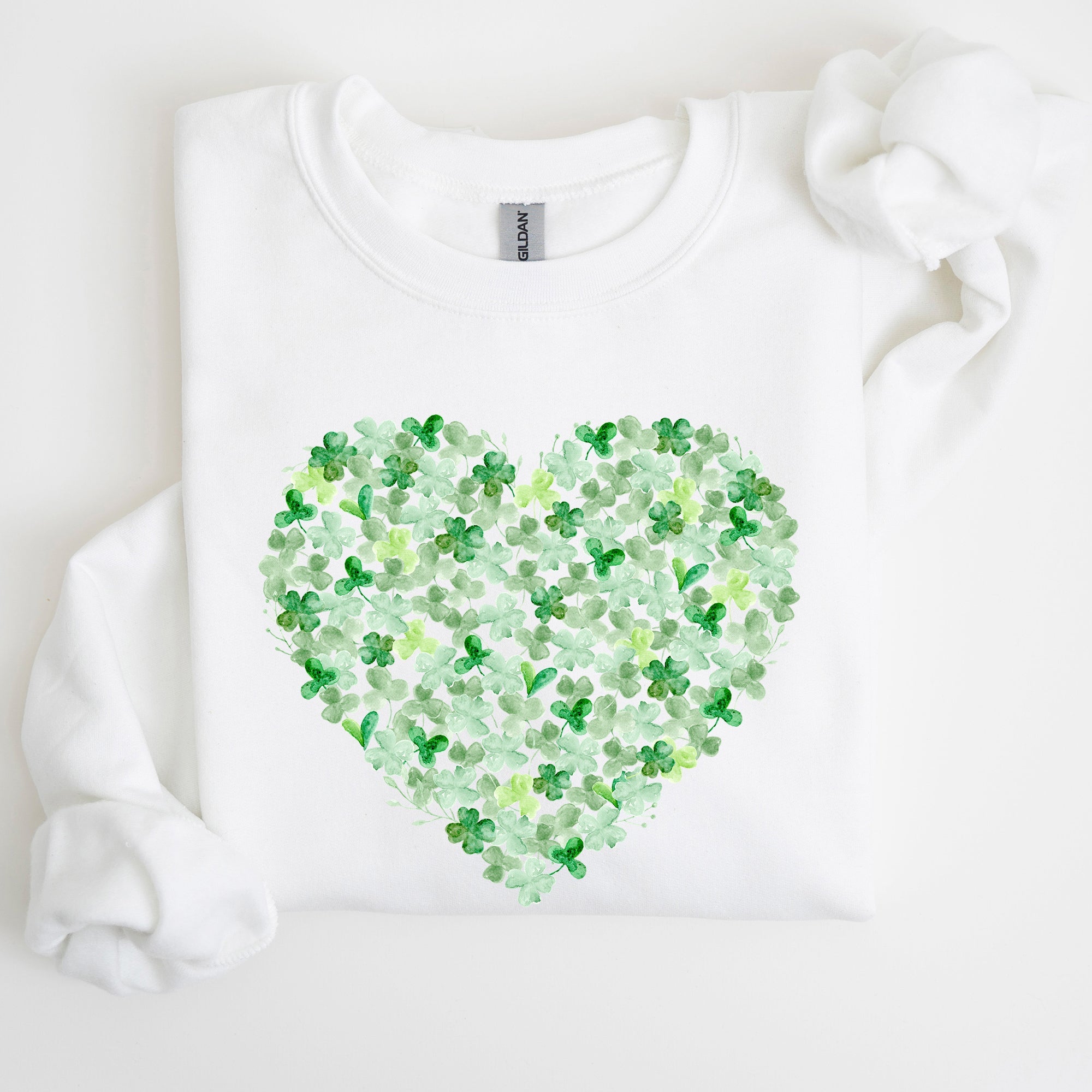 Watercolor Shamrocks Heart St Patrick's Day Graphic Celebration Edition Sweatshirt
