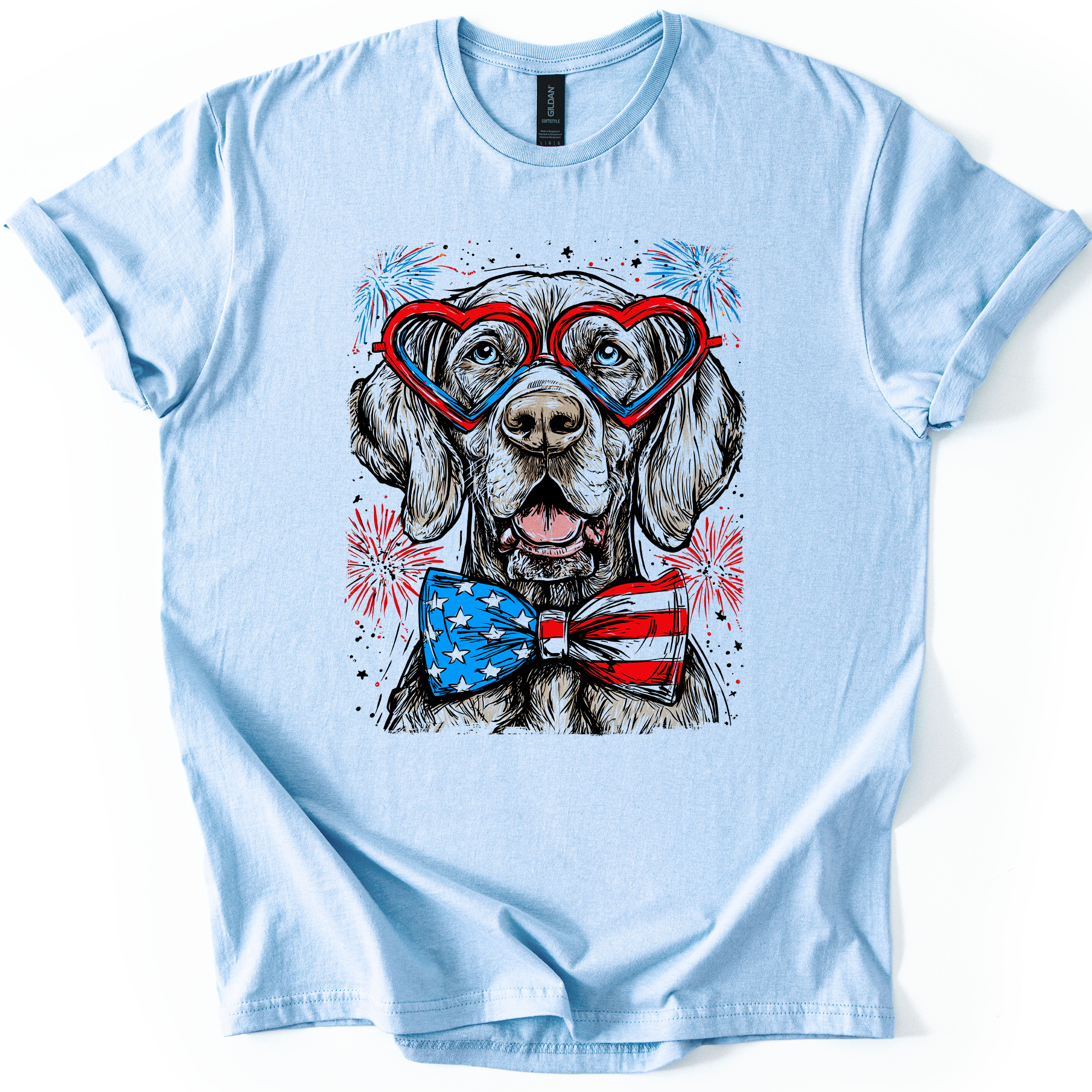 Weimaraner Patriotic Dog USA America Pet Lover Fourth Of July Celebration Graphic Tee