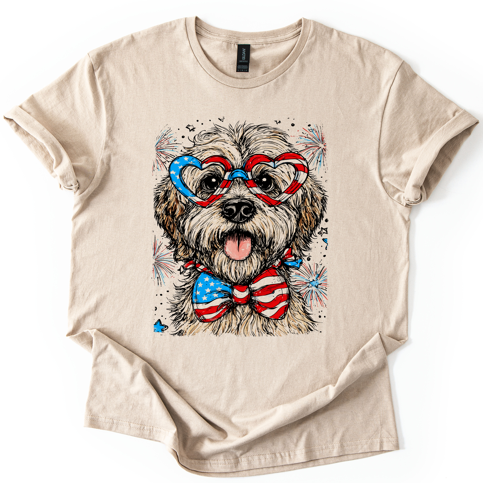 Wheaten Terrier Patriotic Dog USA Pride 4th Of July Pet Lover Celebration Graphic Tee