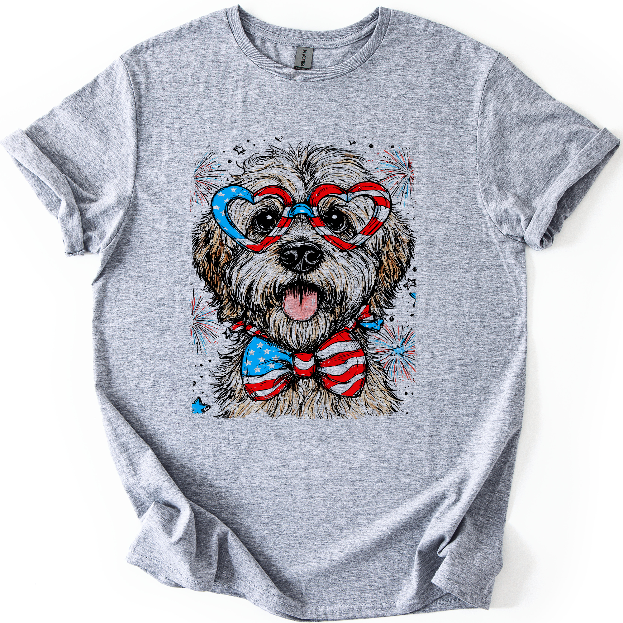 Wheaten Terrier Patriotic Dog USA Pride 4th Of July Pet Lover Celebration Graphic Tee