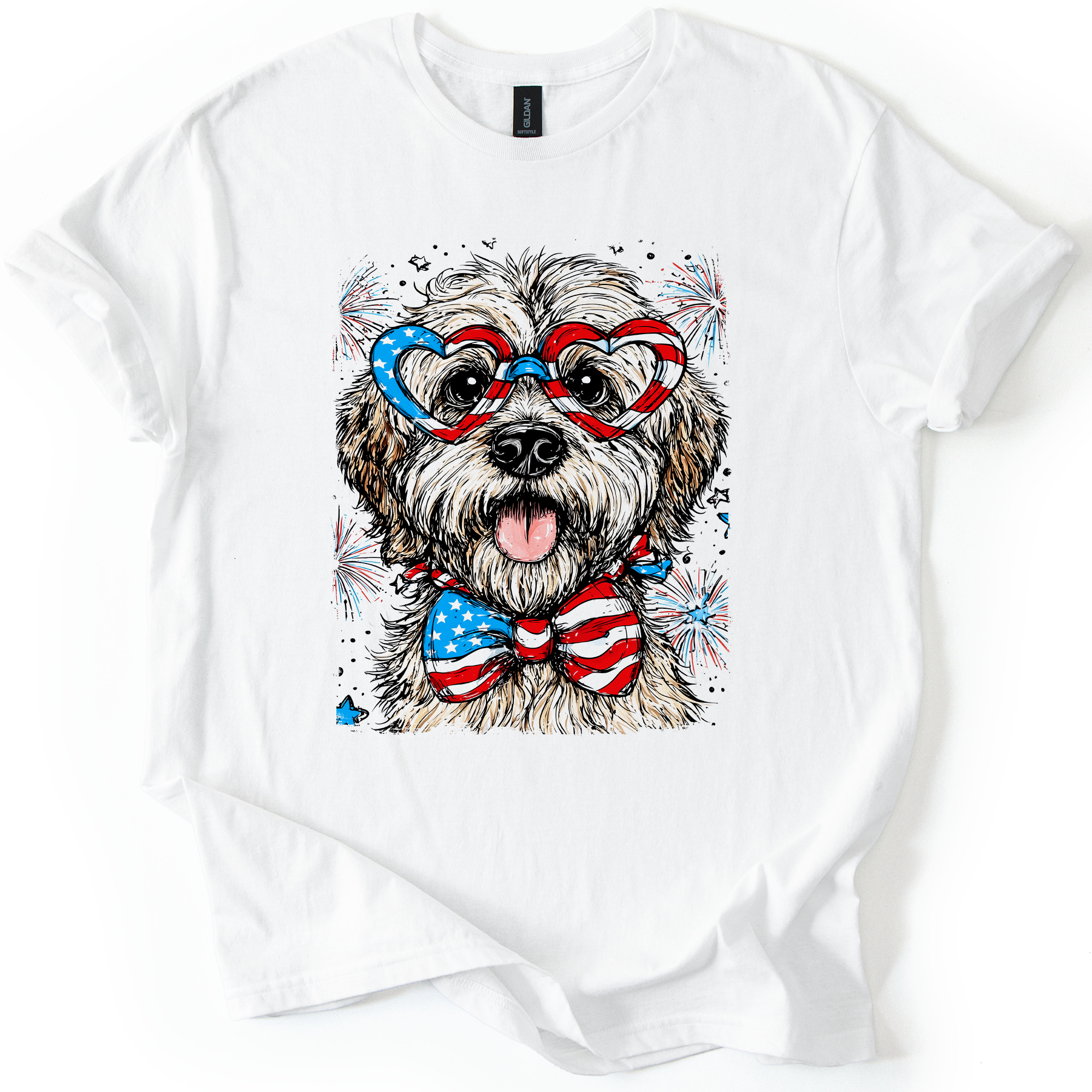 Wheaten Terrier Patriotic Dog USA Pride 4th Of July Pet Lover Celebration Graphic Tee