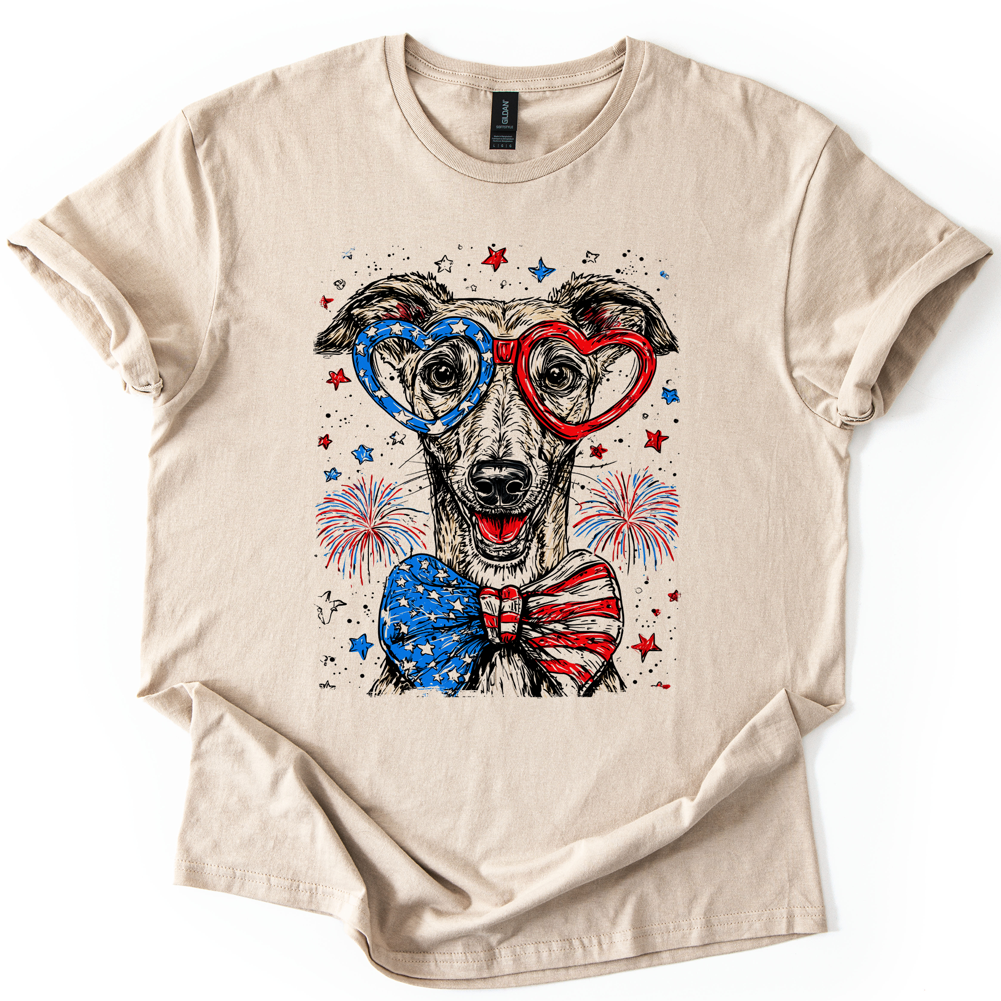Whippet Patriotic Dog USA America Pet Lover 4th Of July Pride Flag Forever Graphic Tee