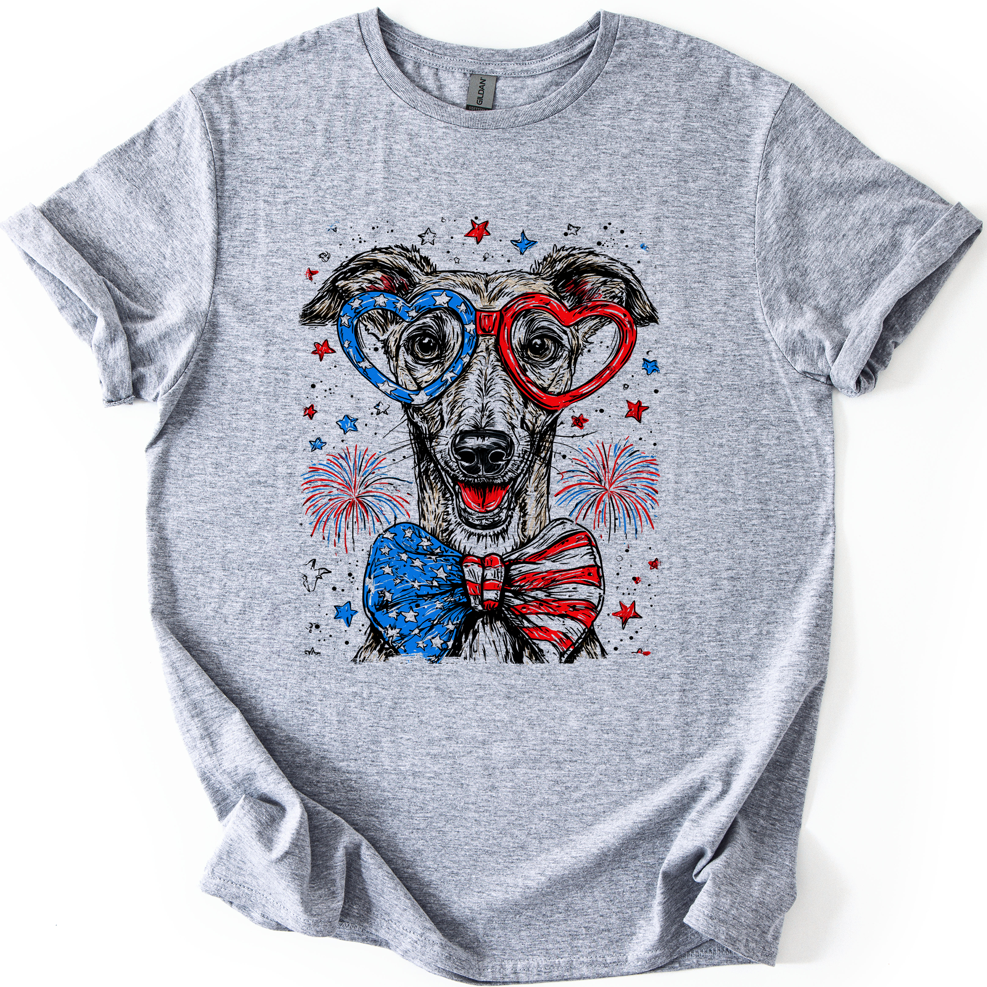 Whippet Patriotic Dog USA America Pet Lover 4th Of July Pride Flag Forever Graphic Tee