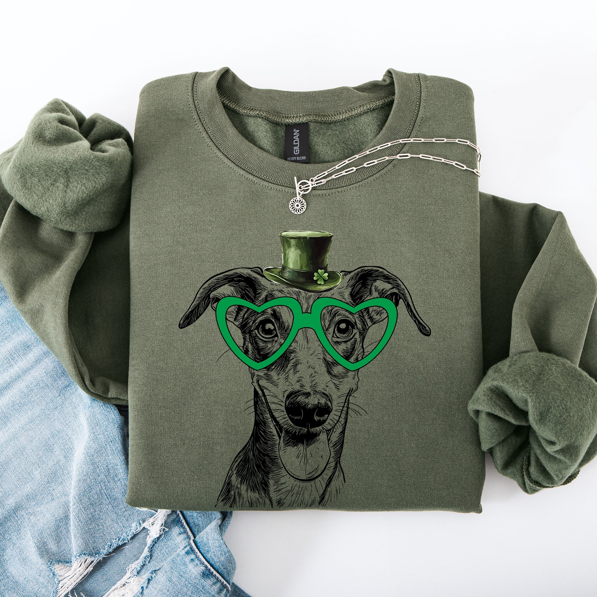 Whippet Adorable Dog St Patrick's Day Irish Luck Celebration For Pet Lovers Sweatshirt