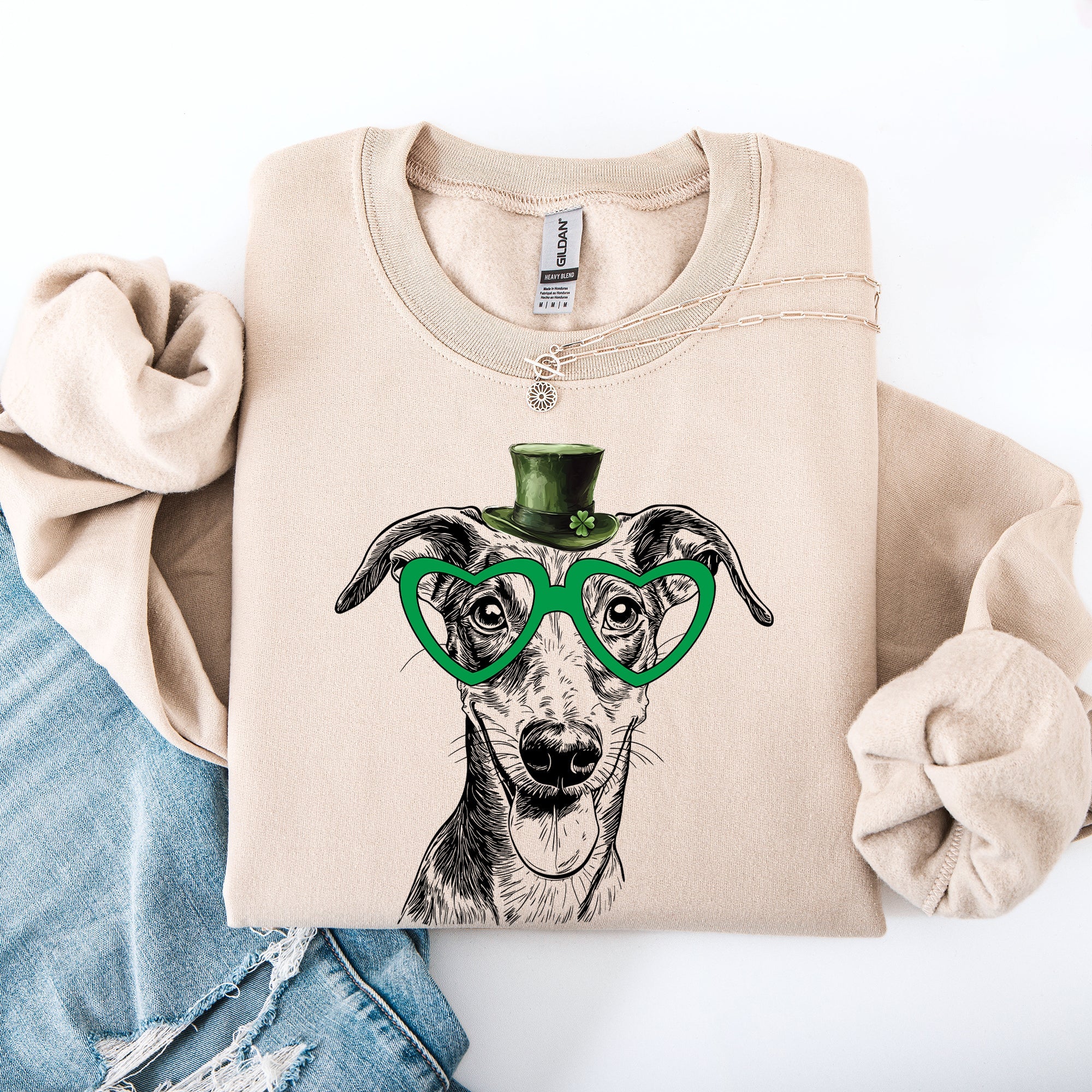 Whippet Adorable Dog St Patrick's Day Irish Luck Celebration For Pet Lovers Sweatshirt