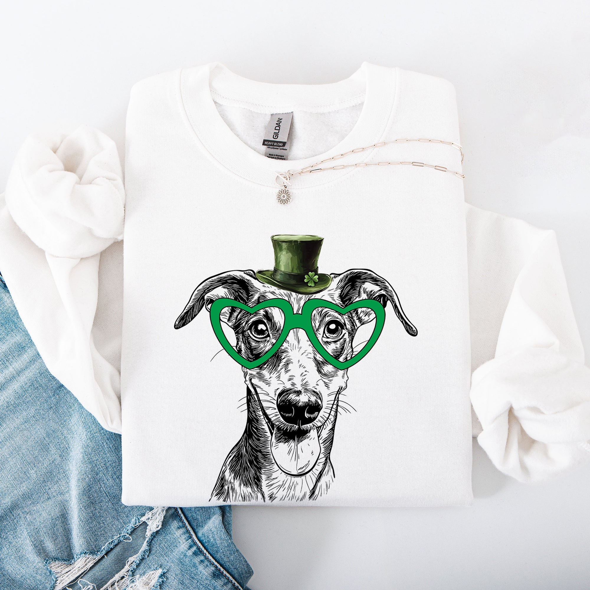 Whippet Adorable Dog St Patrick's Day Irish Luck Celebration For Pet Lovers Sweatshirt