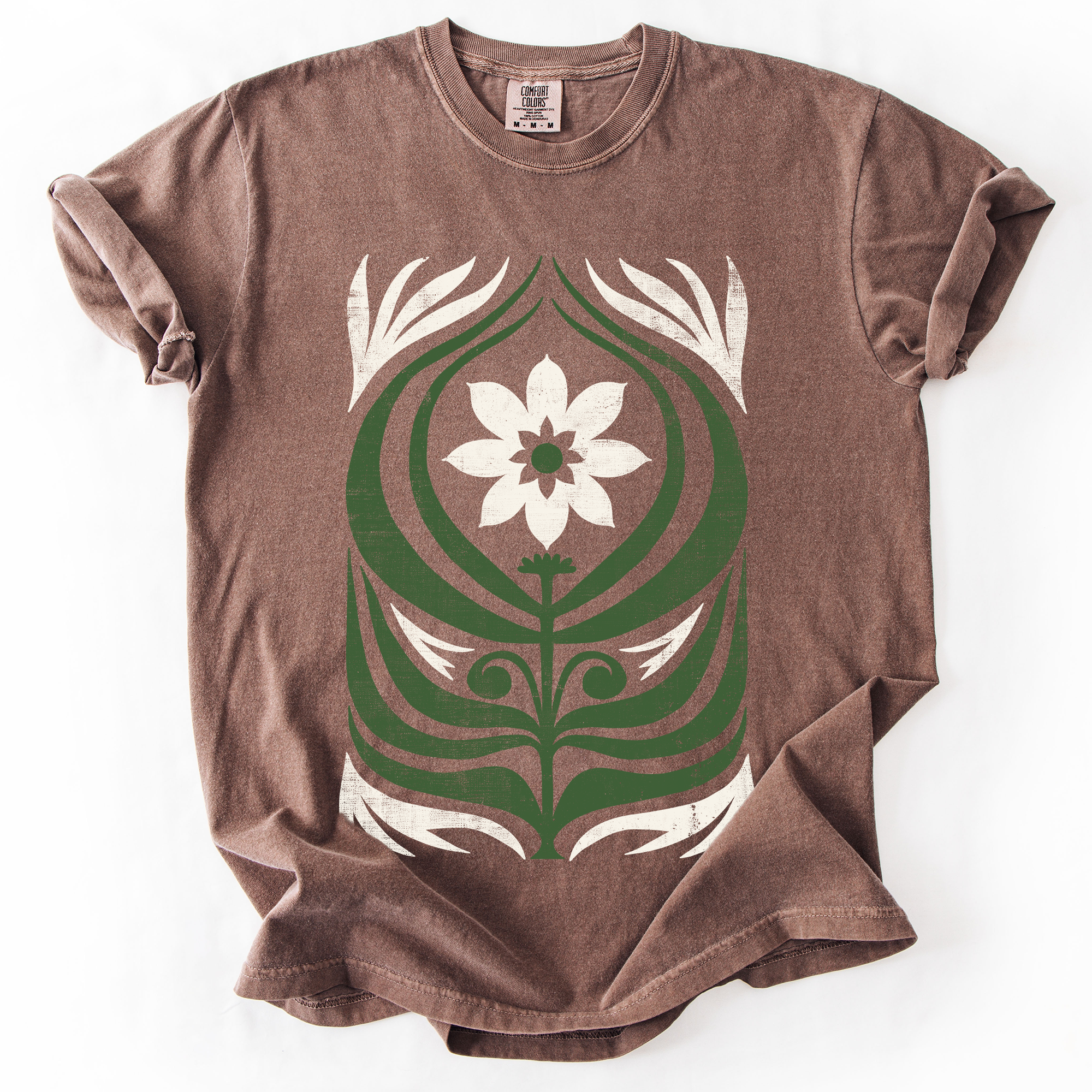 White Daisy Floral Vintage Boho Nature Autumn Floral Print Edition Comfort Colors Tee