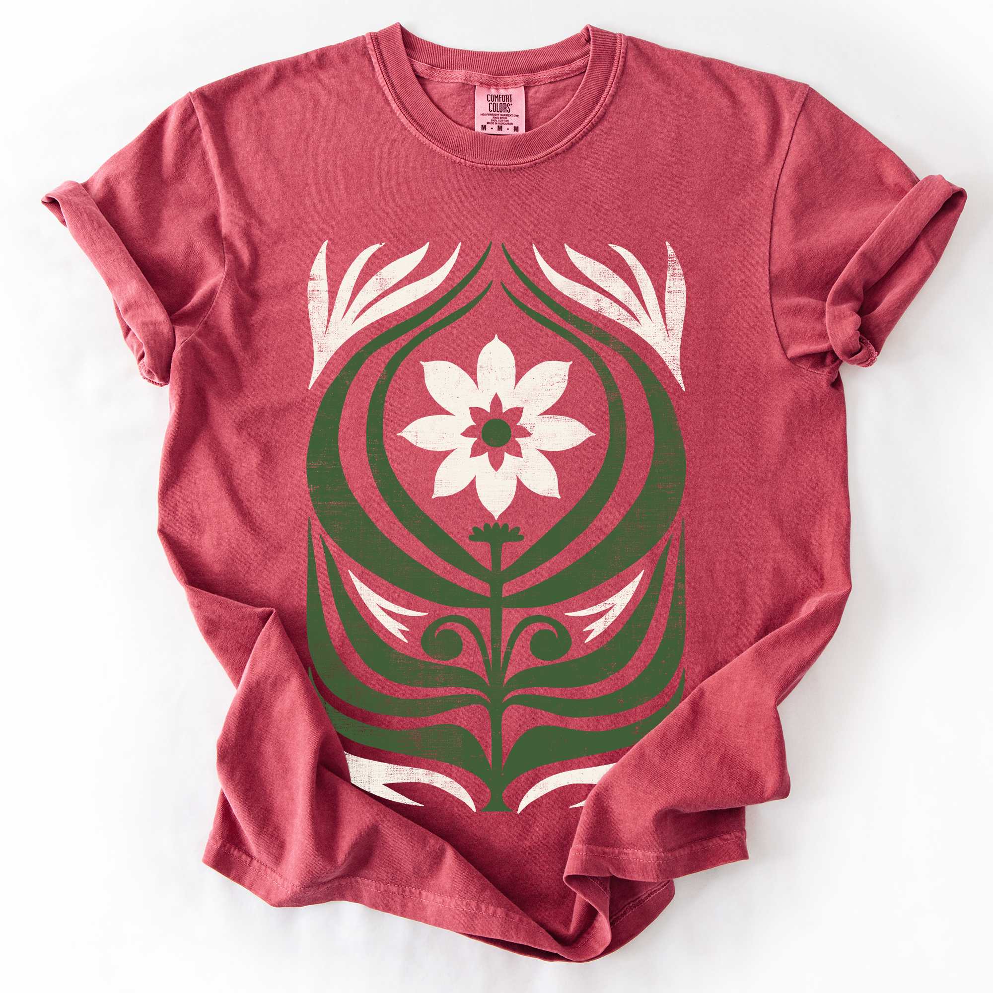 White Daisy Floral Vintage Boho Nature Autumn Floral Print Edition Comfort Colors Tee