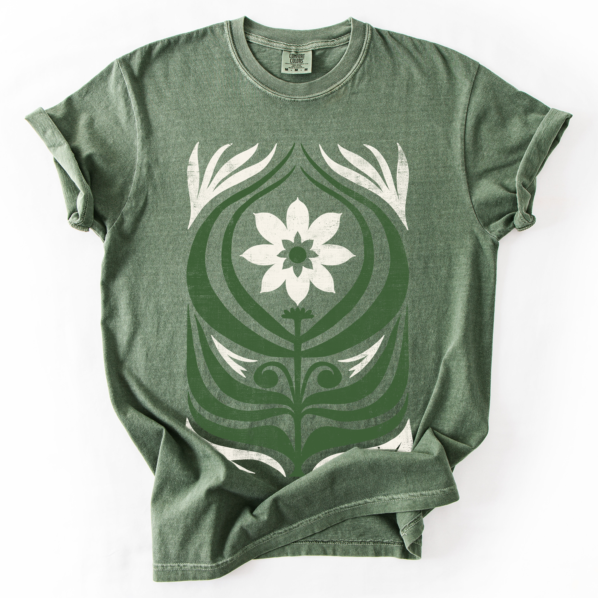 White Daisy Floral Vintage Boho Nature Autumn Floral Print Edition Comfort Colors Tee