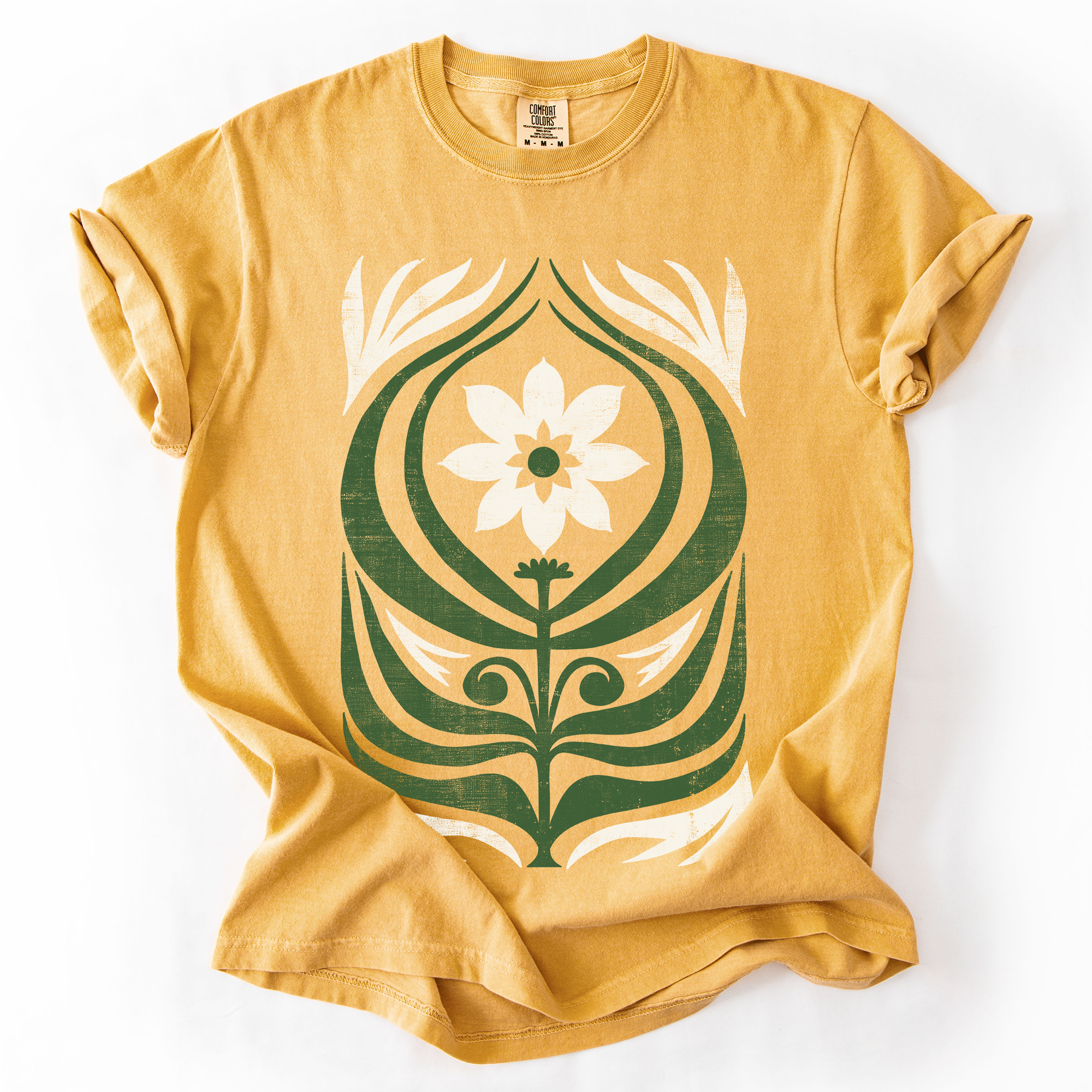 White Daisy Floral Vintage Boho Nature Autumn Floral Print Edition Comfort Colors Tee
