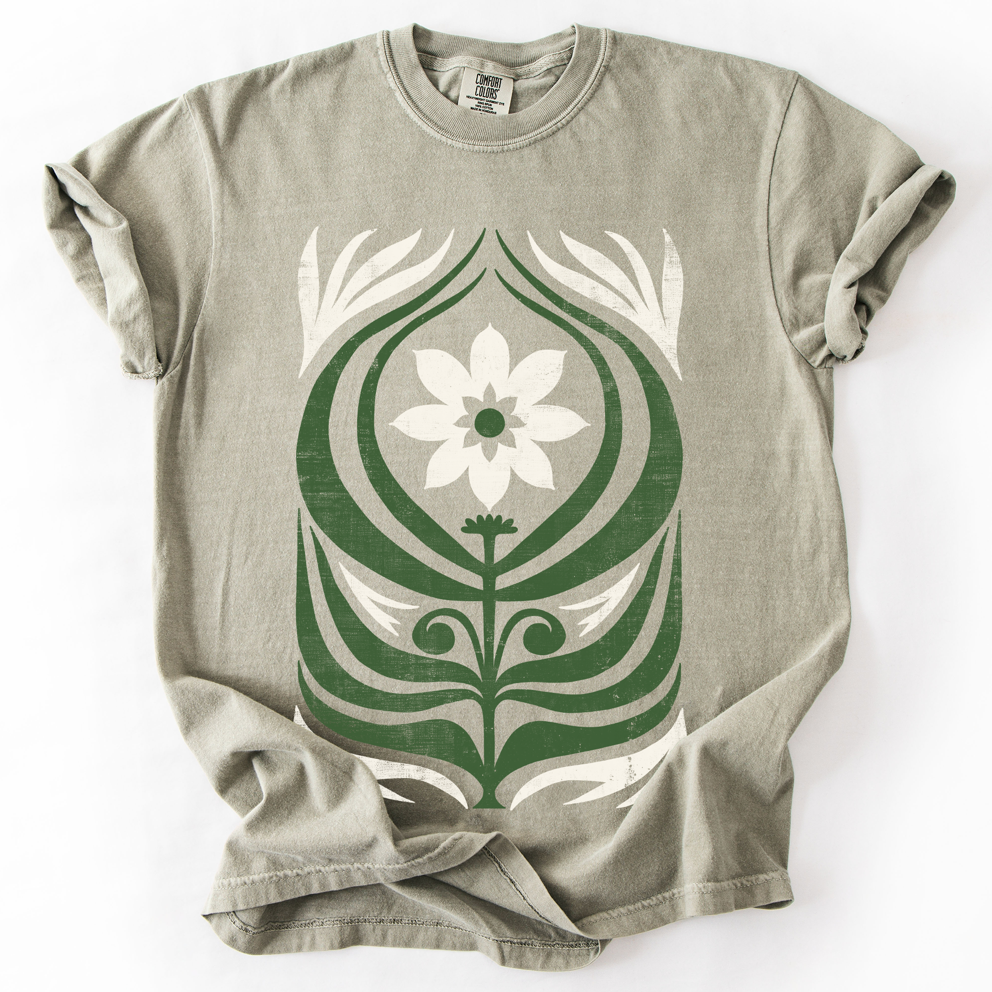 White Daisy Floral Vintage Boho Nature Autumn Floral Print Edition Comfort Colors Tee