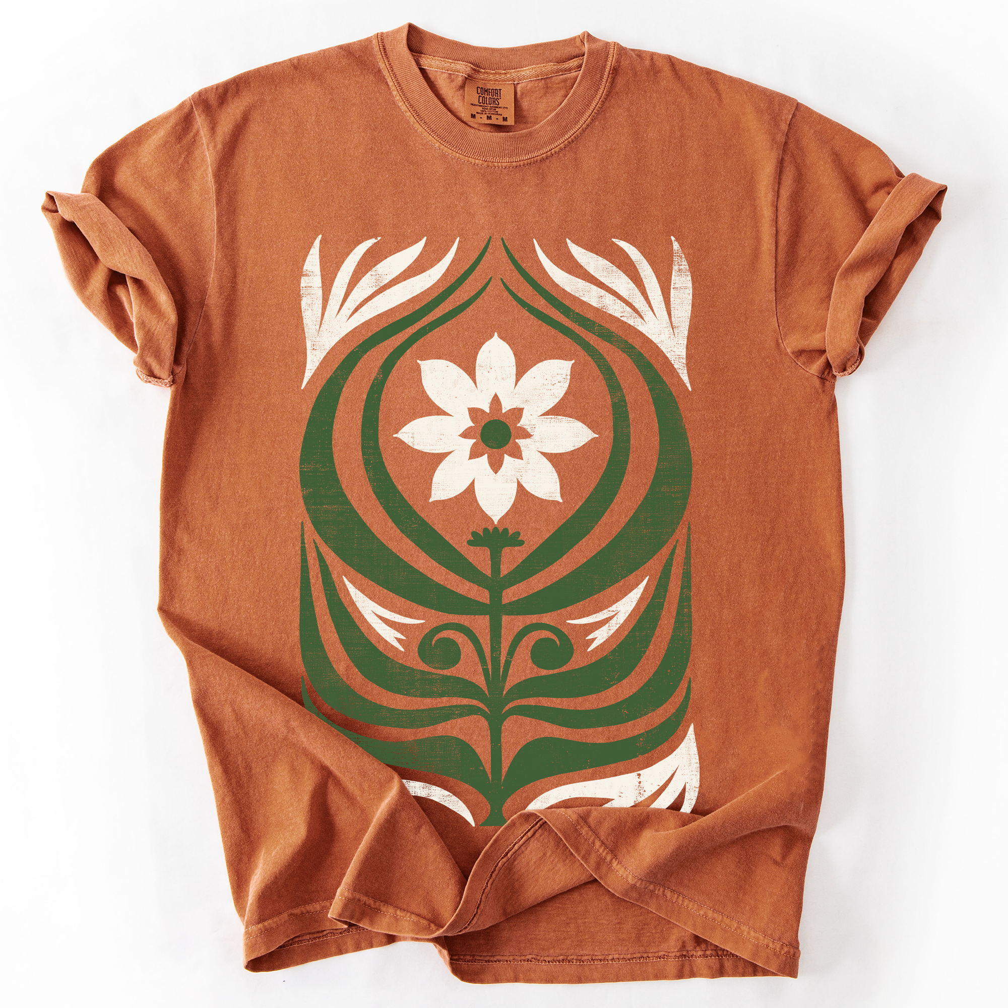 White Daisy Floral Vintage Boho Nature Autumn Floral Print Edition Comfort Colors Tee