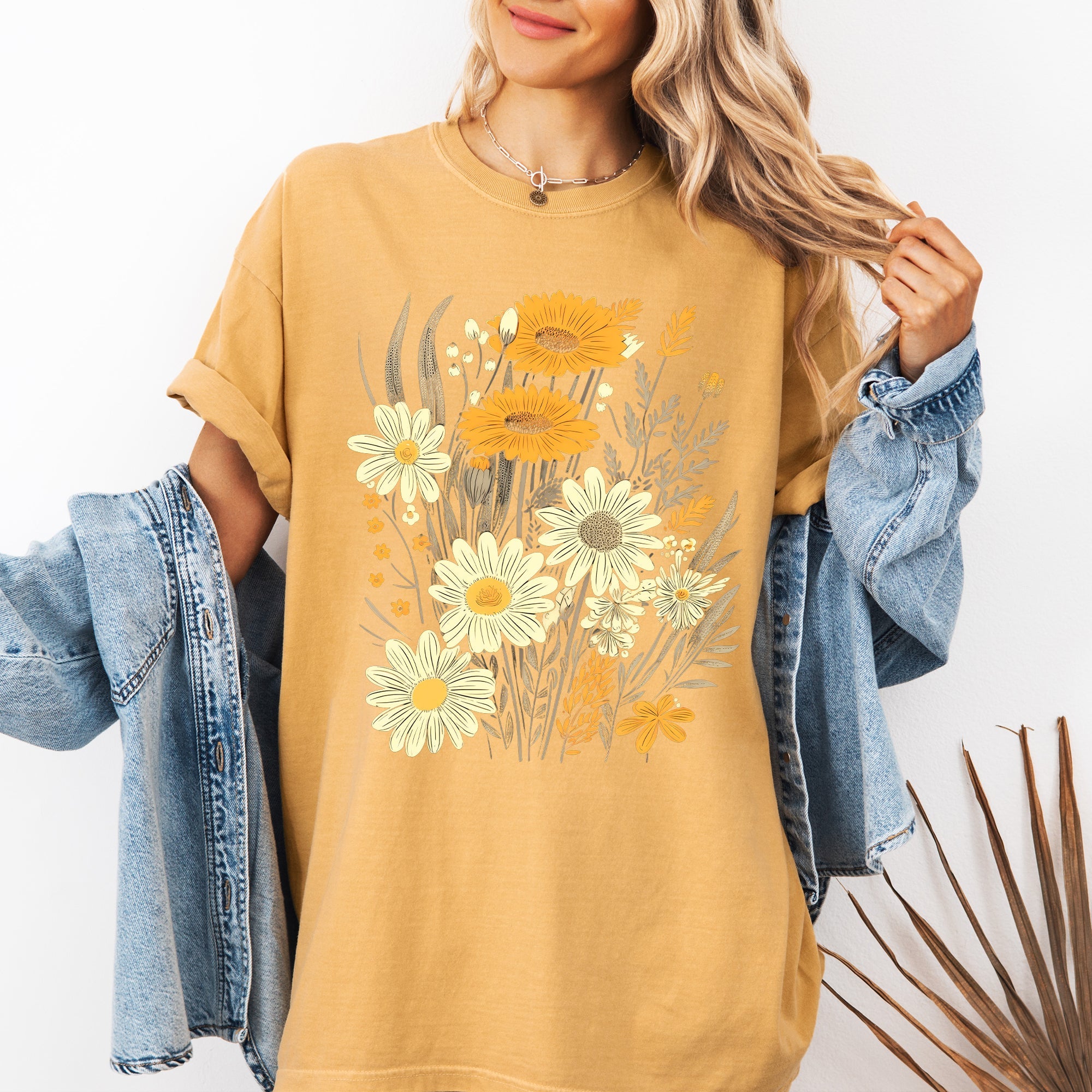 Wildflower Collage Bouquet Vintage Nature Garden Inspired Art Print Comfort Colors Tee