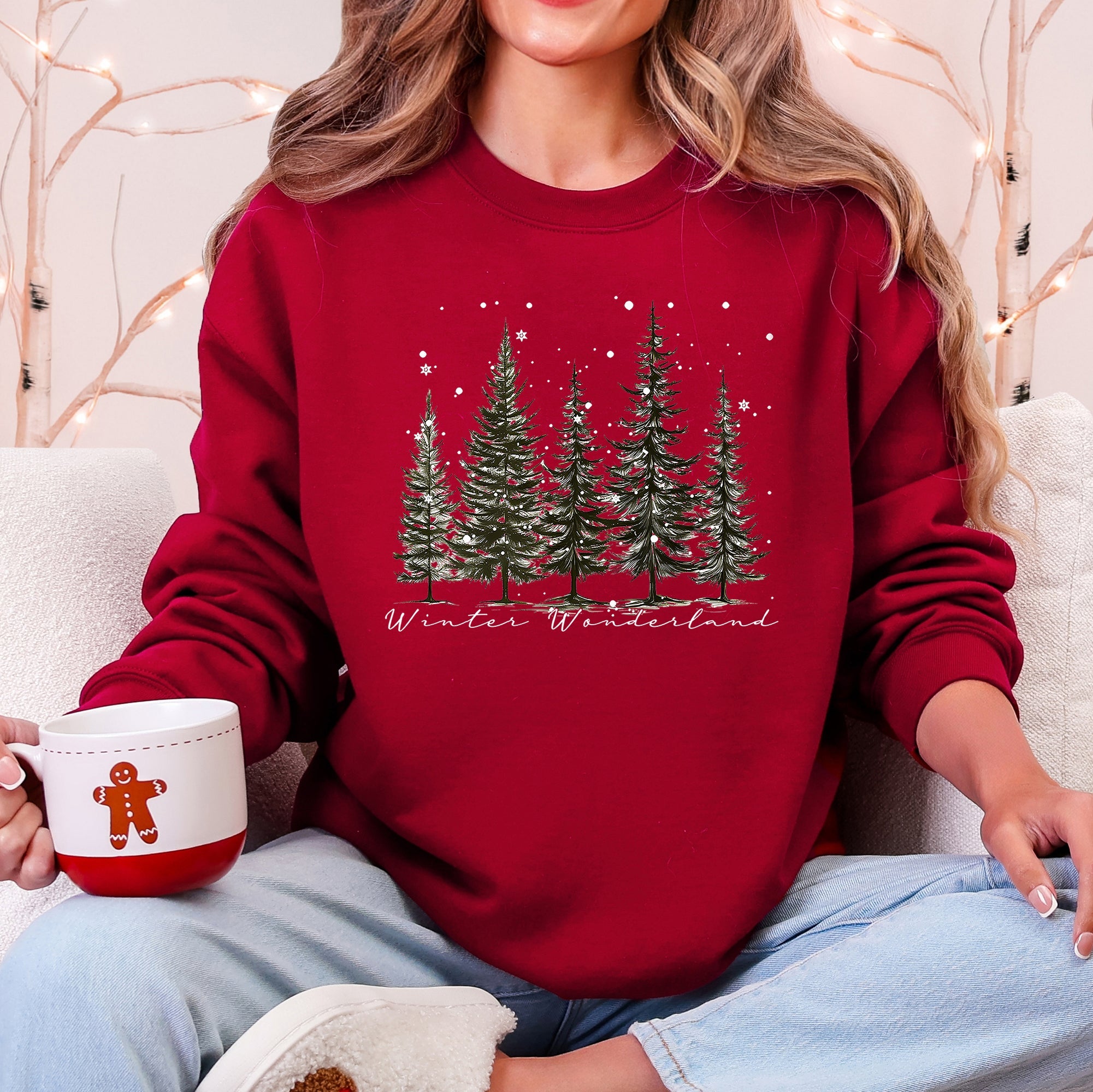 Winter Wonderland Christmas Trees Snow Scene With Pine Forest And Cozy Holiday Charm Sweatshirt