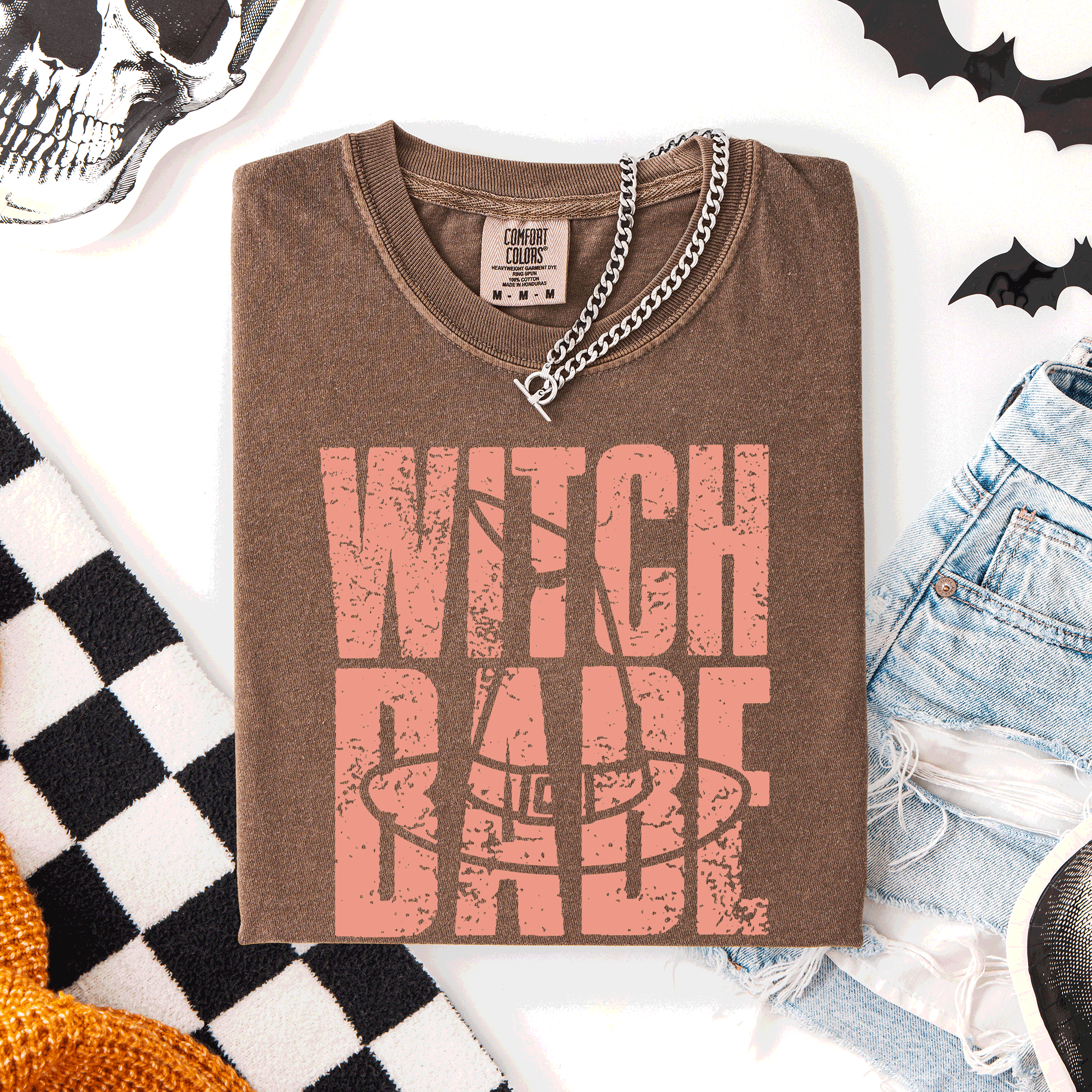 Witch Babe Halloween Mood Vibes Spooky Season Vintage Cozy Nightfall Edition Comfort Colors Tee