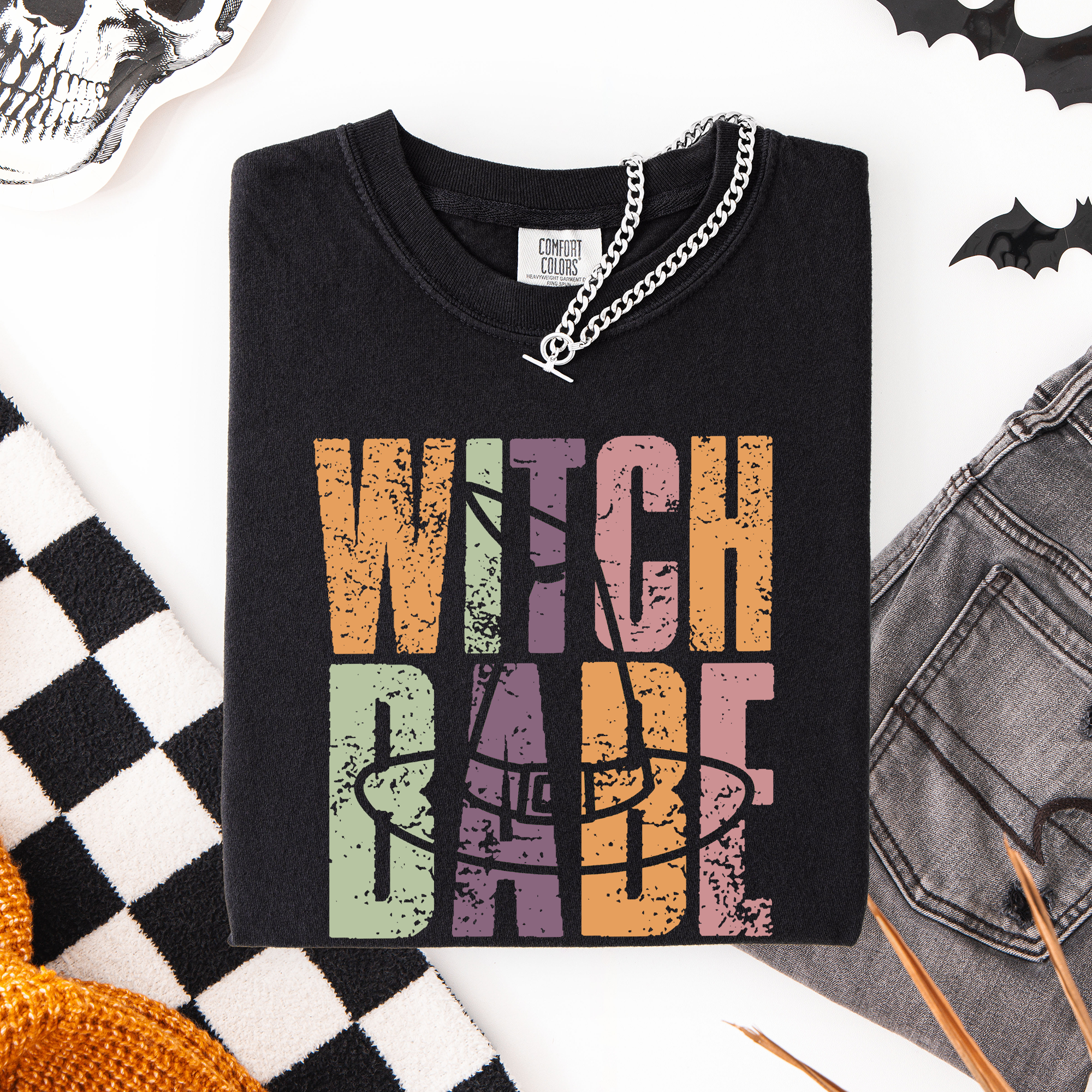 Witch Babe Halloween Mood Vibes Spooky Season Vintage Cozy Nightfall Edition Comfort Colors Tee