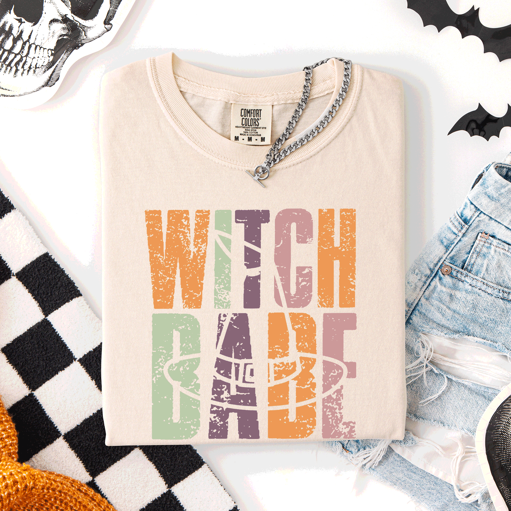 Witch Babe Halloween Mood Vibes Spooky Season Vintage Cozy Nightfall Edition Comfort Colors Tee