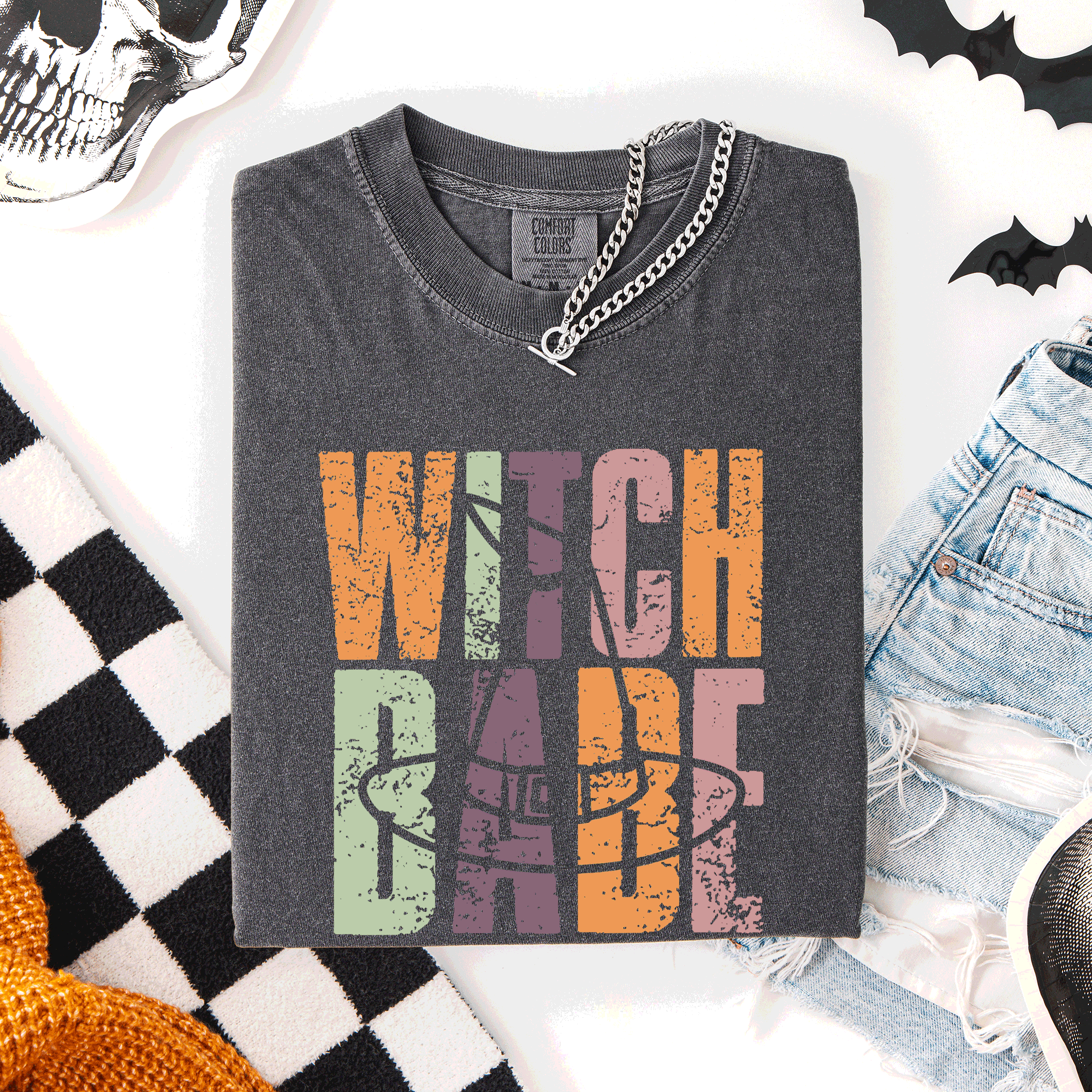 Witch Babe Halloween Mood Vibes Spooky Season Vintage Cozy Nightfall Edition Comfort Colors Tee