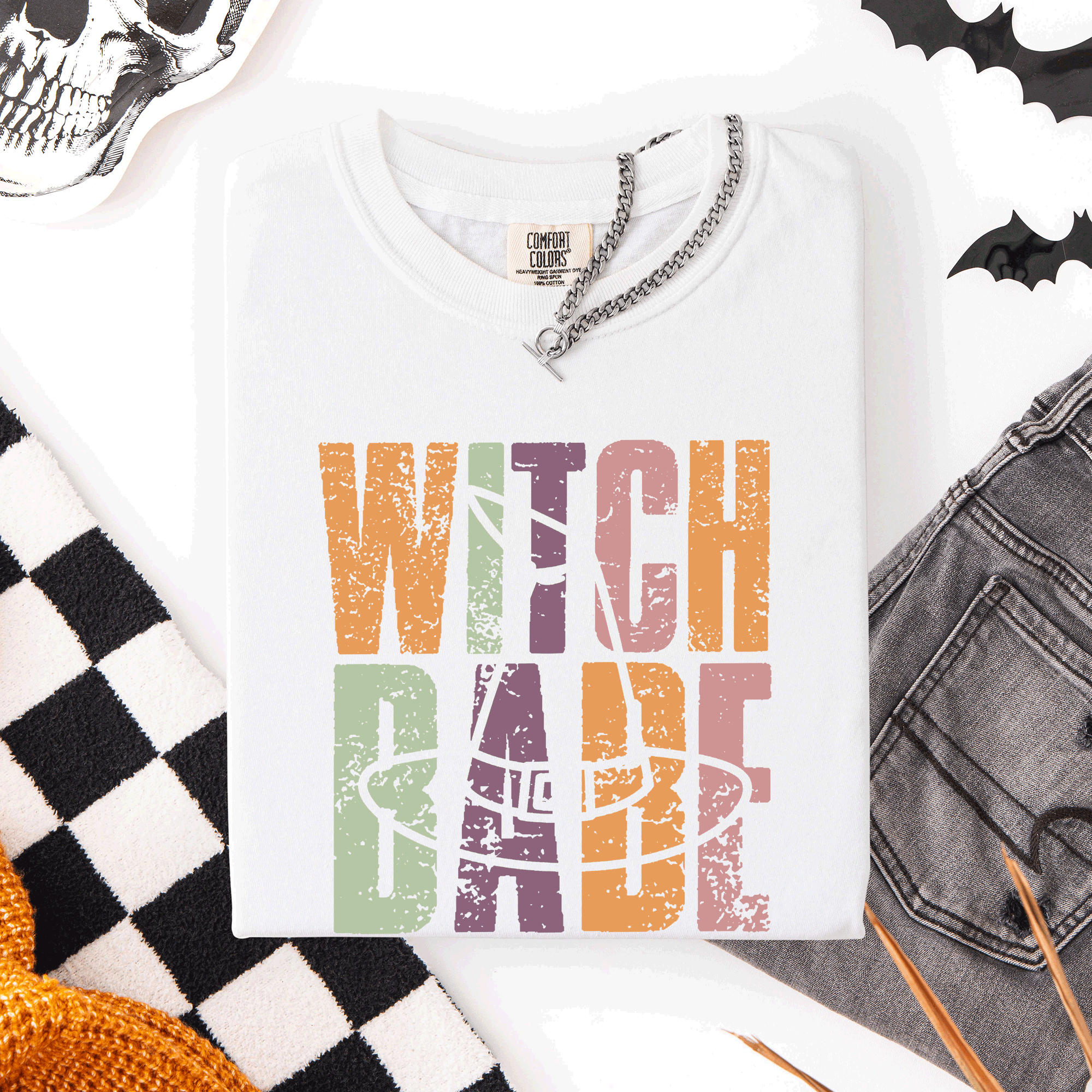 Witch Babe Halloween Mood Vibes Spooky Season Vintage Cozy Nightfall Edition Comfort Colors Tee