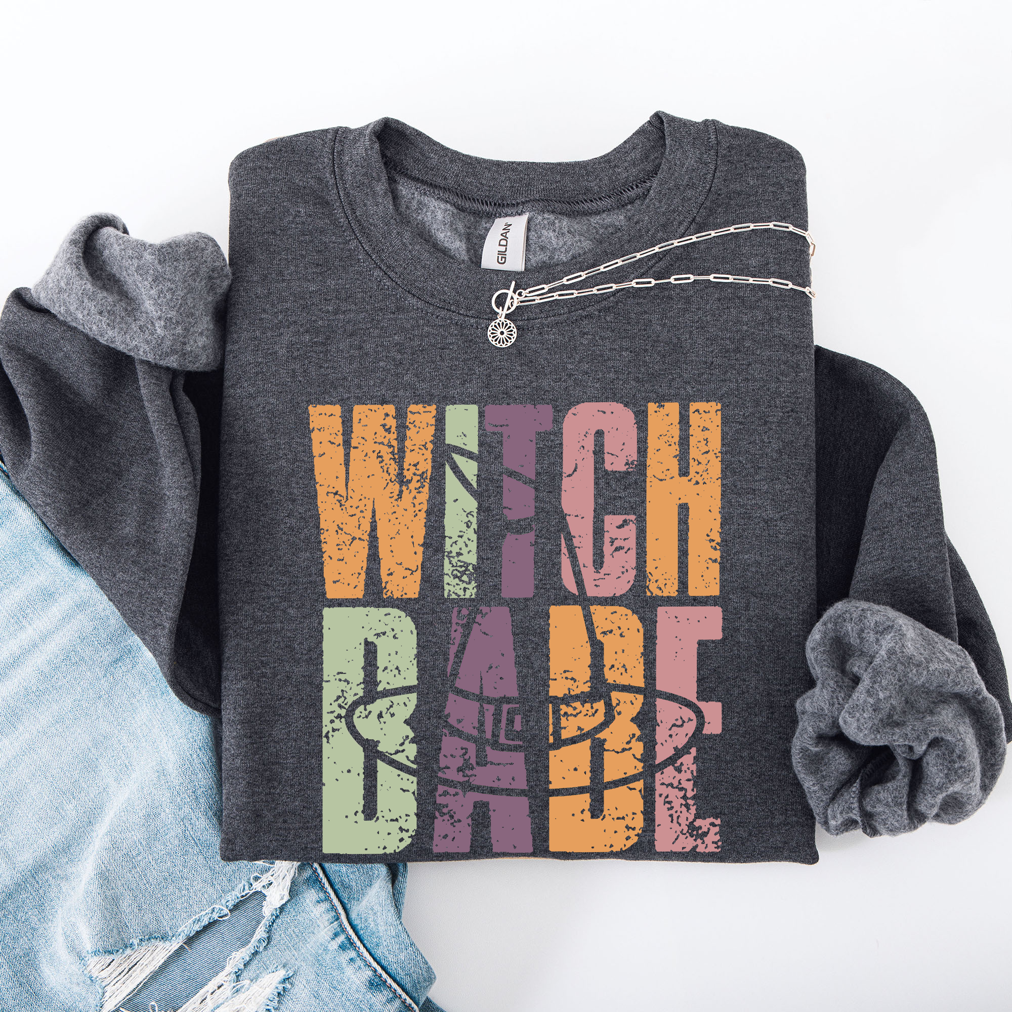 Witch Babe Halloween Mood Vibes Cozy Nightfall Mystic Spirit Edition Extra Sweatshirt
