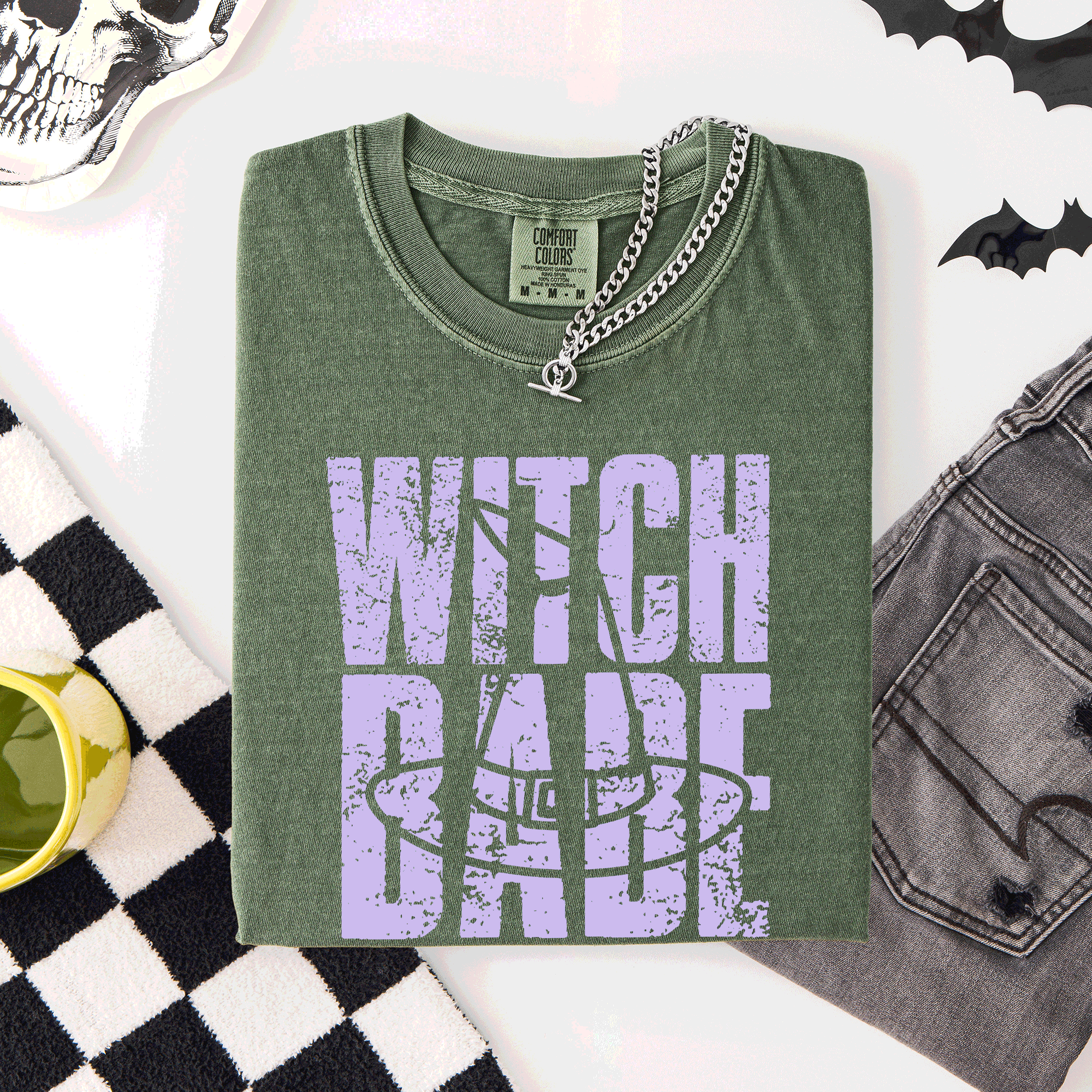 Witch Babe Halloween Mood Vibes Spooky Season Vintage Cozy Nightfall Edition Comfort Colors Tee