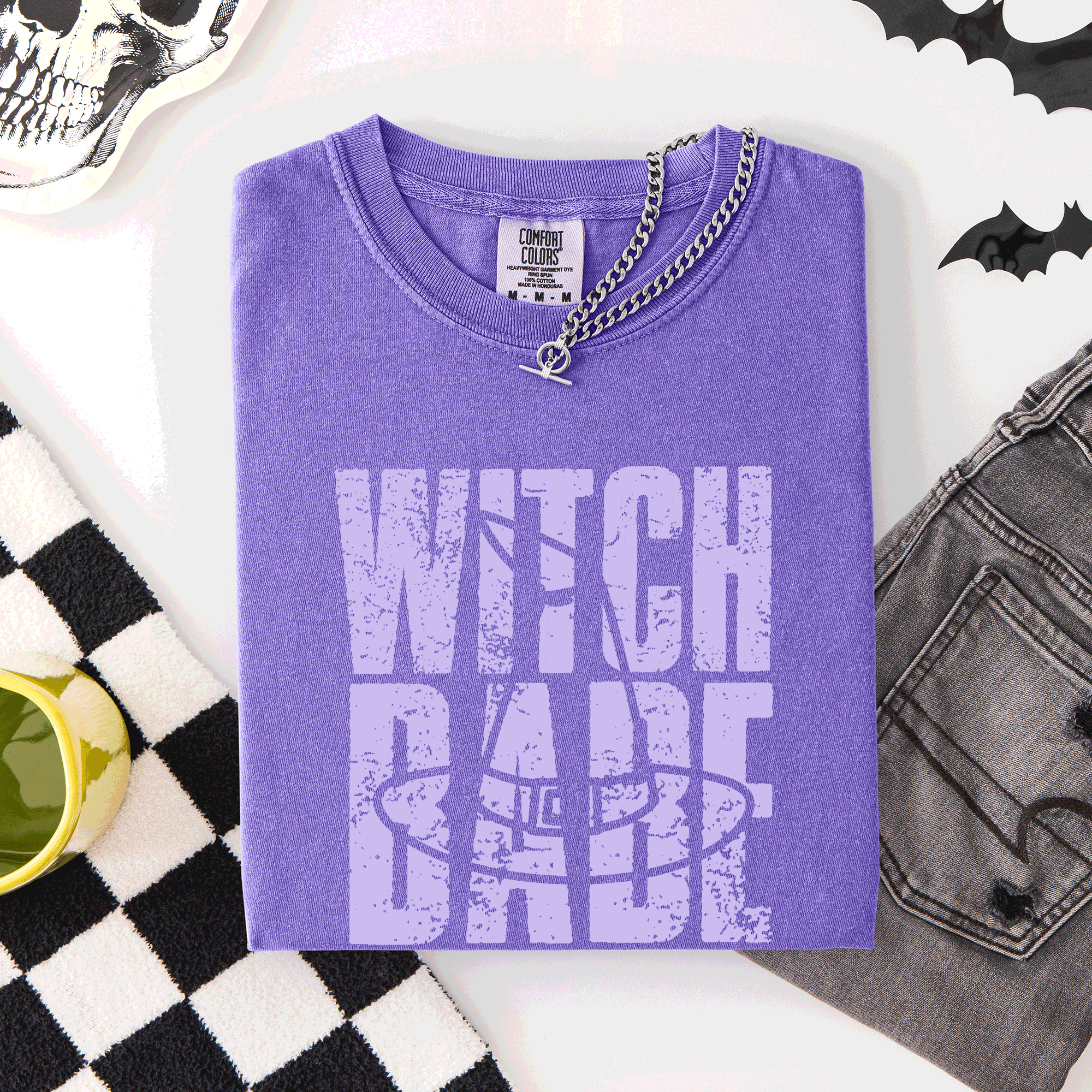 Witch Babe Halloween Mood Vibes Spooky Season Vintage Cozy Nightfall Edition Comfort Colors Tee