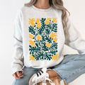Yellow Floral Leaf Botanical Sunflowers Pumpkins Autumn Vintage Boho Nature Sweatshirt