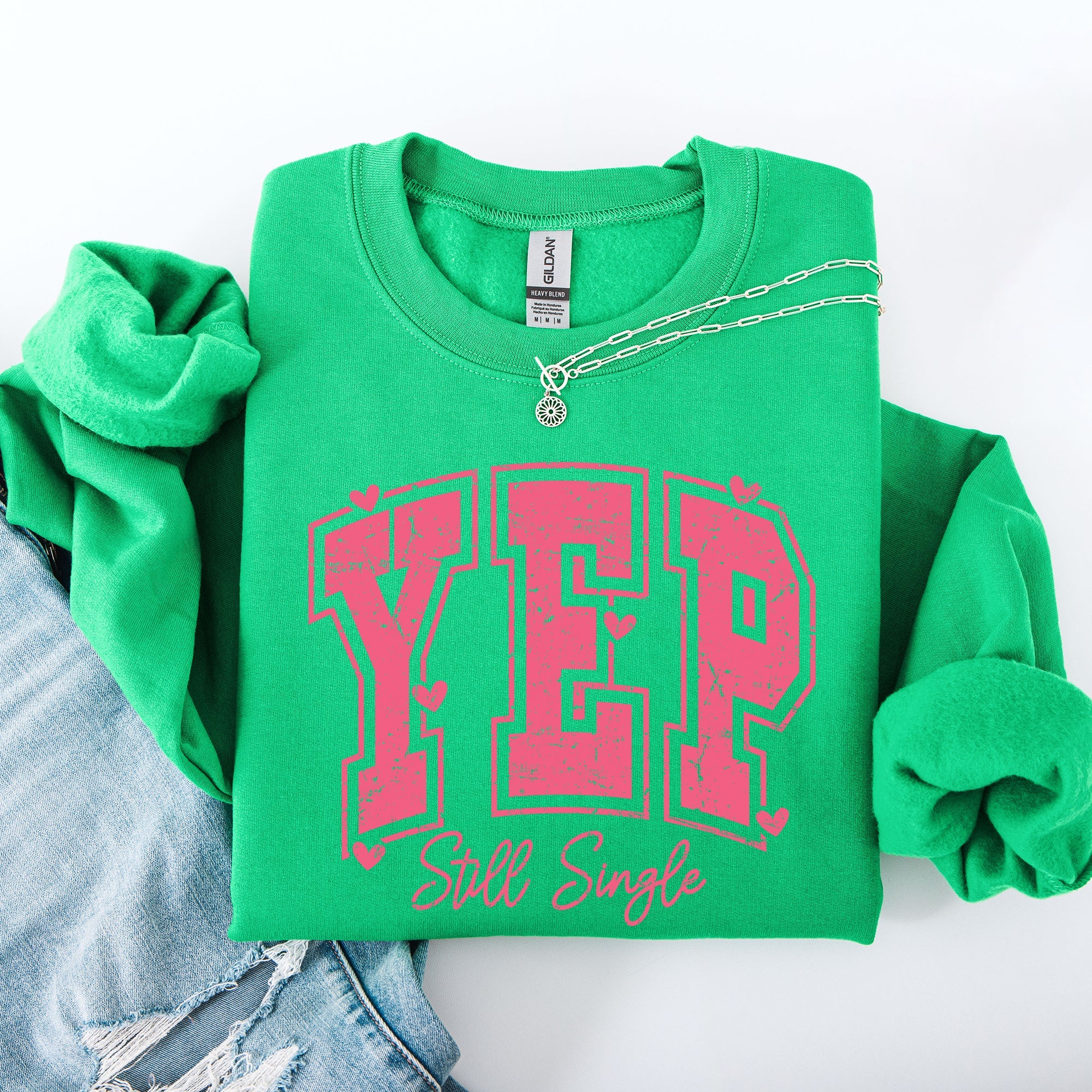 Yep Still Single Funny Valentine's Day Love Single Hearts Graphic Cozy Sweatshirt
