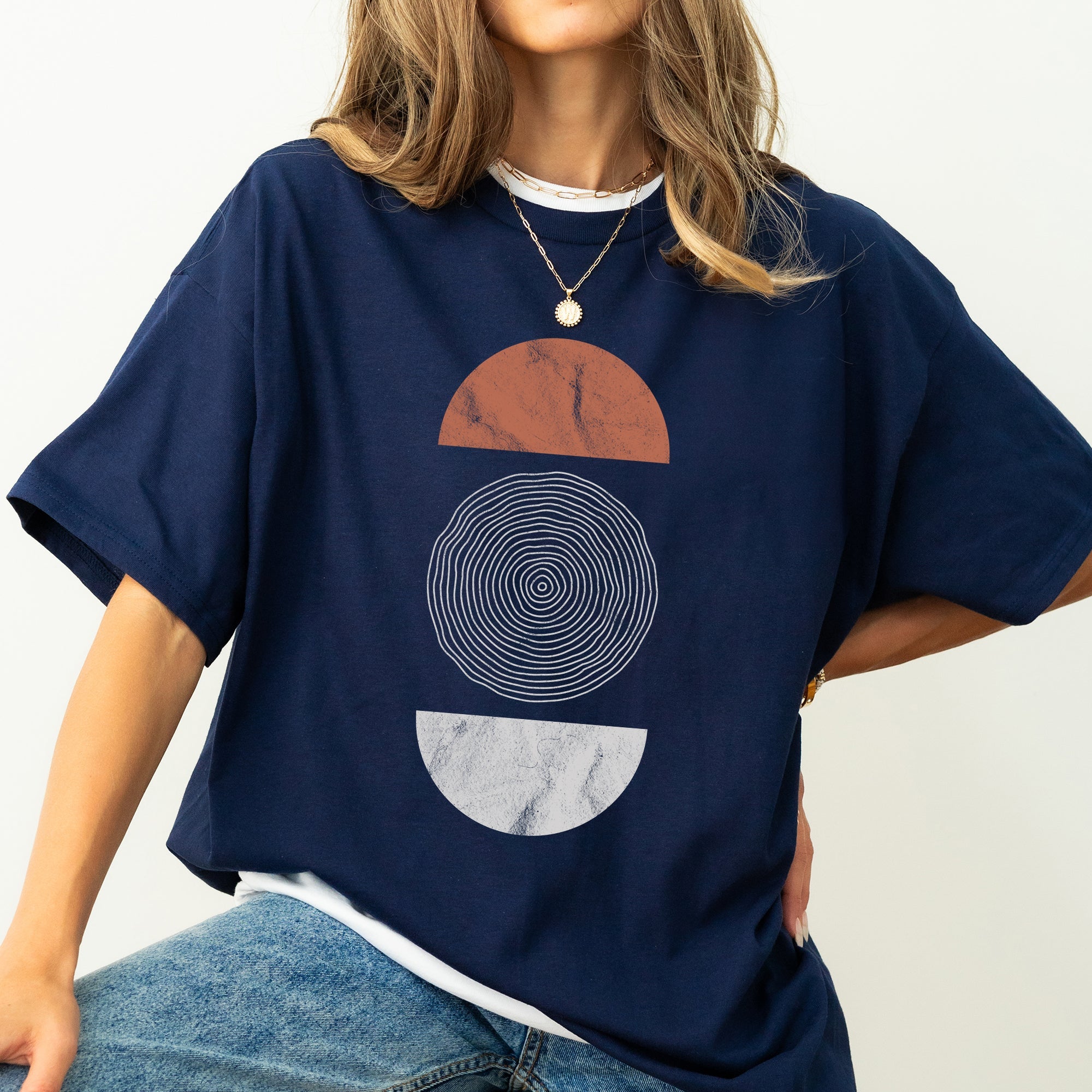 Abstract Geometric Circle Vintage Art Pattern Cosmic Retro Edition Bold Graphic Statement Comfort Colors Tee