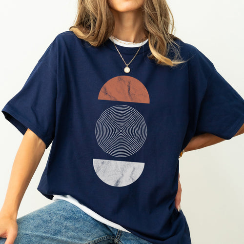 Abstract Geometric Circle Vintage Art Pattern Cosmic Retro Edition Bold Graphic Statement Comfort Colors Tee