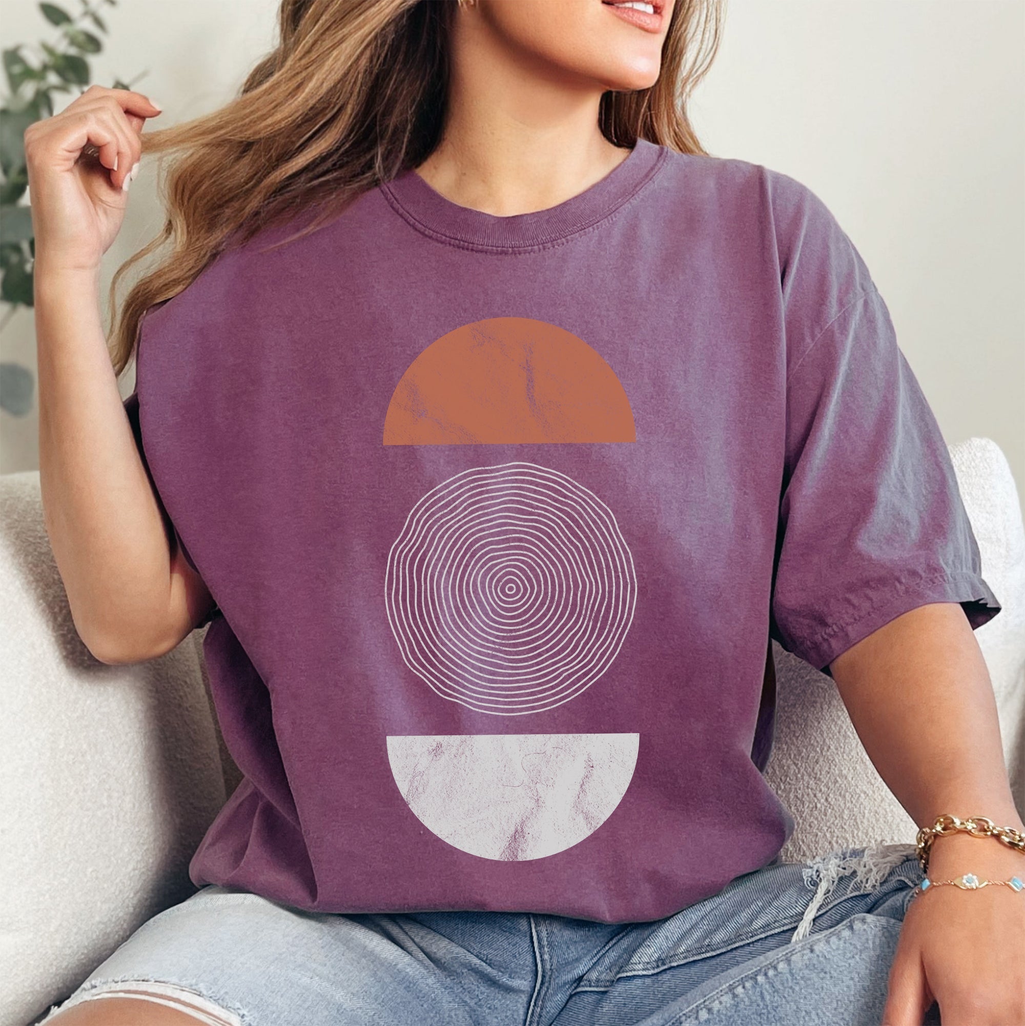 Abstract Geometric Circle Vintage Art Pattern Cosmic Retro Edition Bold Graphic Statement Comfort Colors Tee