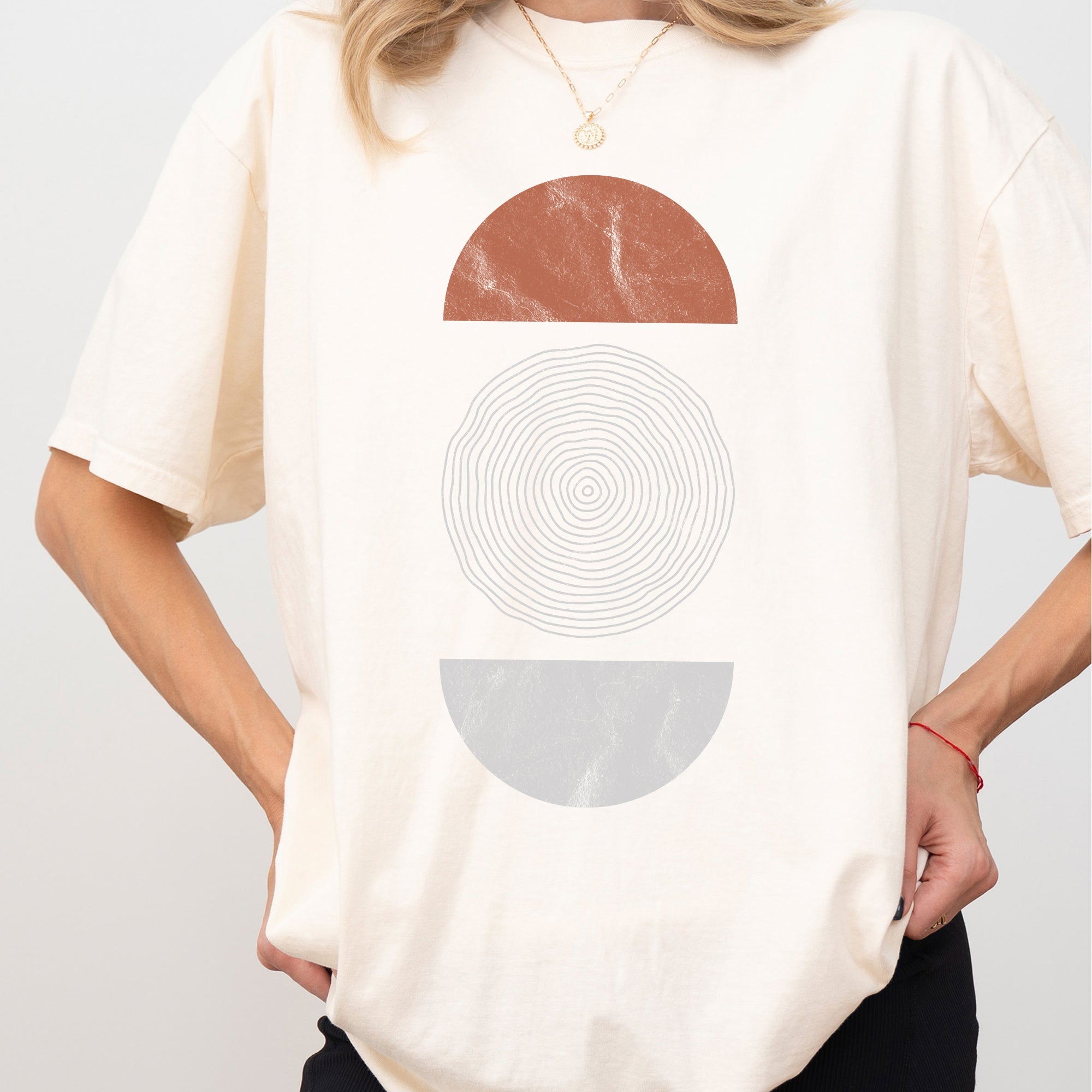 Abstract Geometric Circle Vintage Art Pattern Cosmic Retro Edition Bold Graphic Statement Comfort Colors Tee
