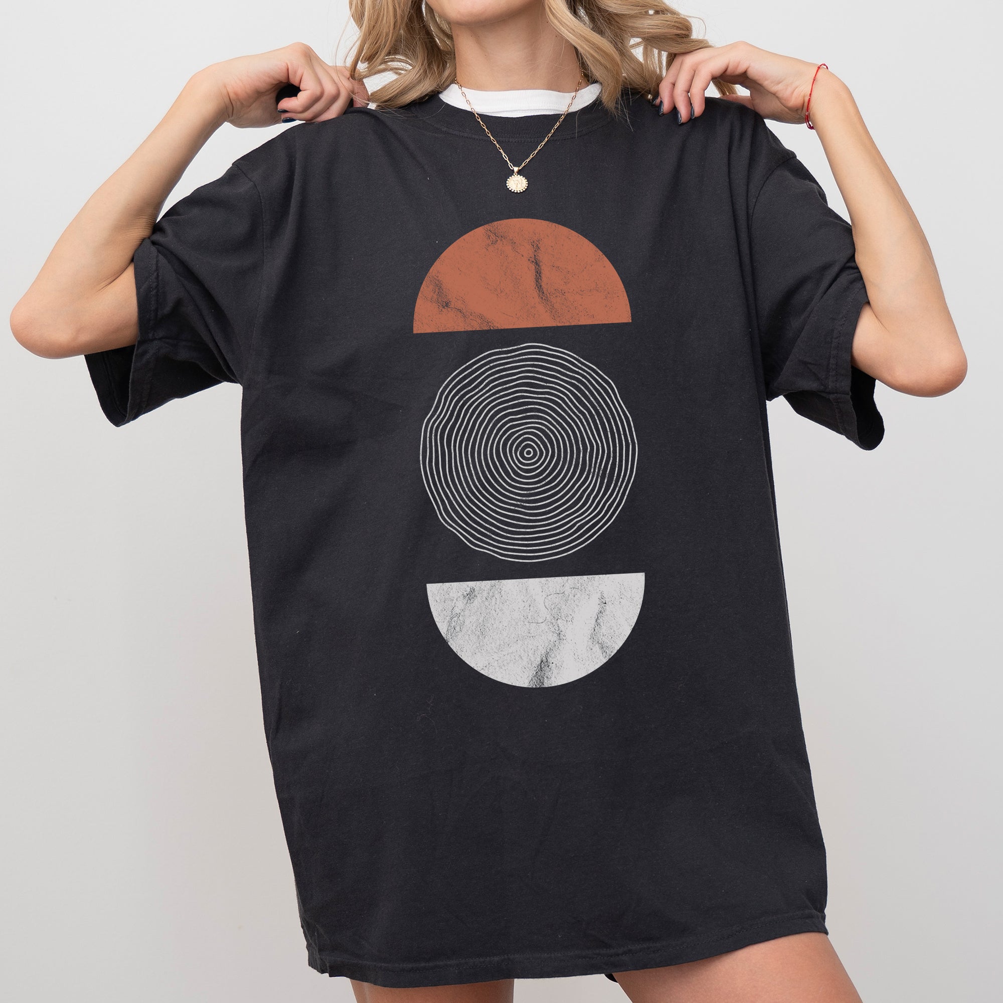 Abstract Geometric Circle Vintage Art Pattern Cosmic Retro Edition Bold Graphic Statement Comfort Colors Tee