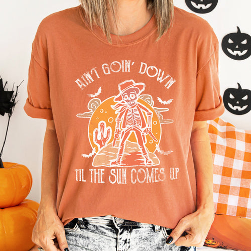 Ain't Goin' Down Skeleton Dark Graphic Illustration Vintage Edition Comfort Colors Tee