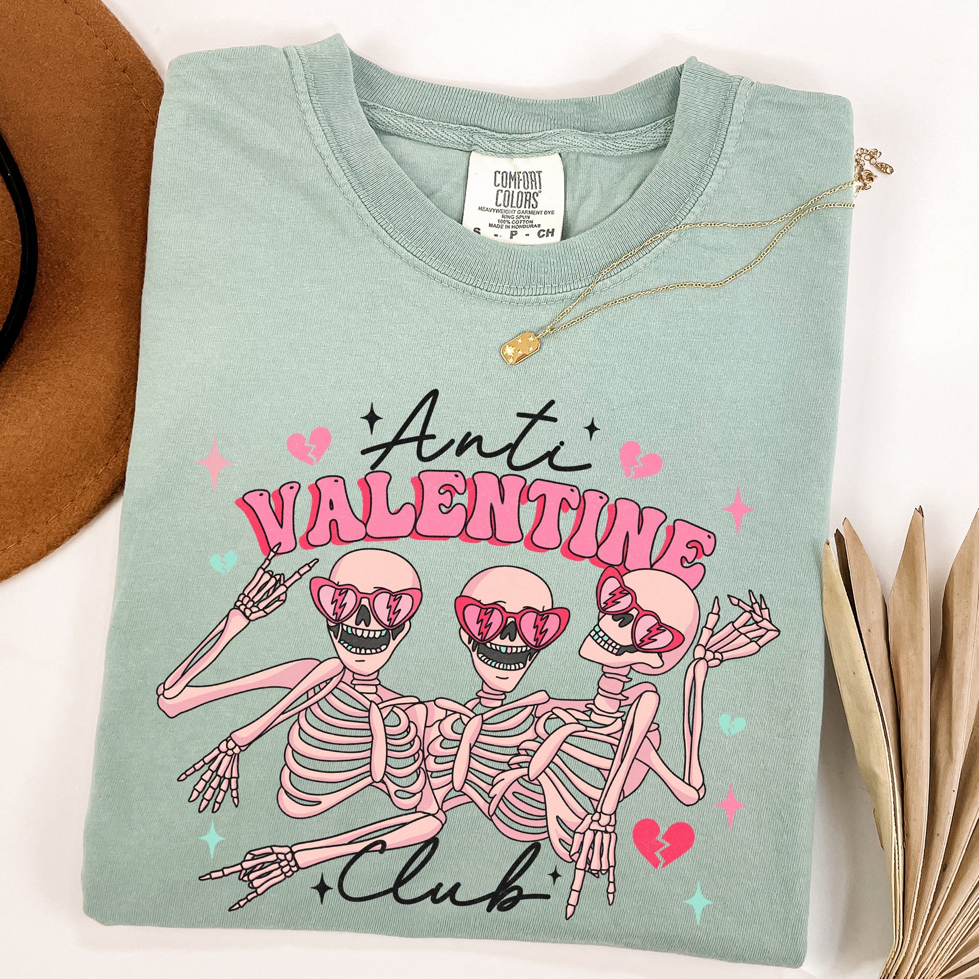 Anti Valentine's Club Skeleton Valentine's Day Edition Vintage Comfort Colors Tee