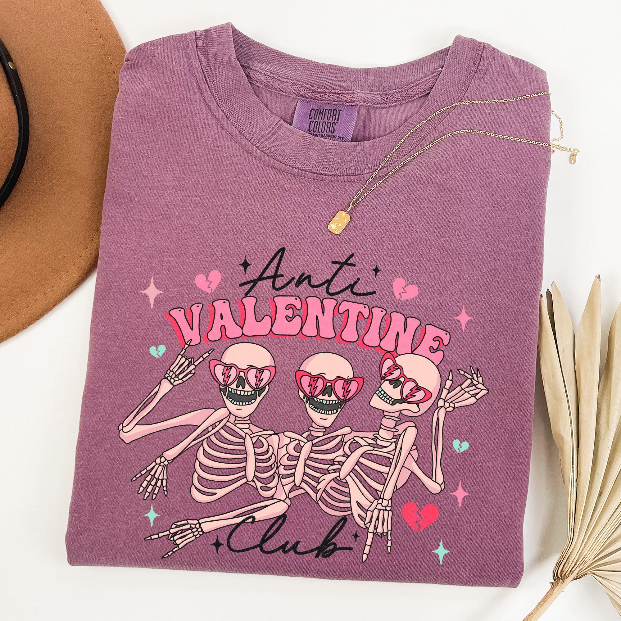 Anti Valentine's Club Skeleton Valentine's Day Edition Vintage Comfort Colors Tee
