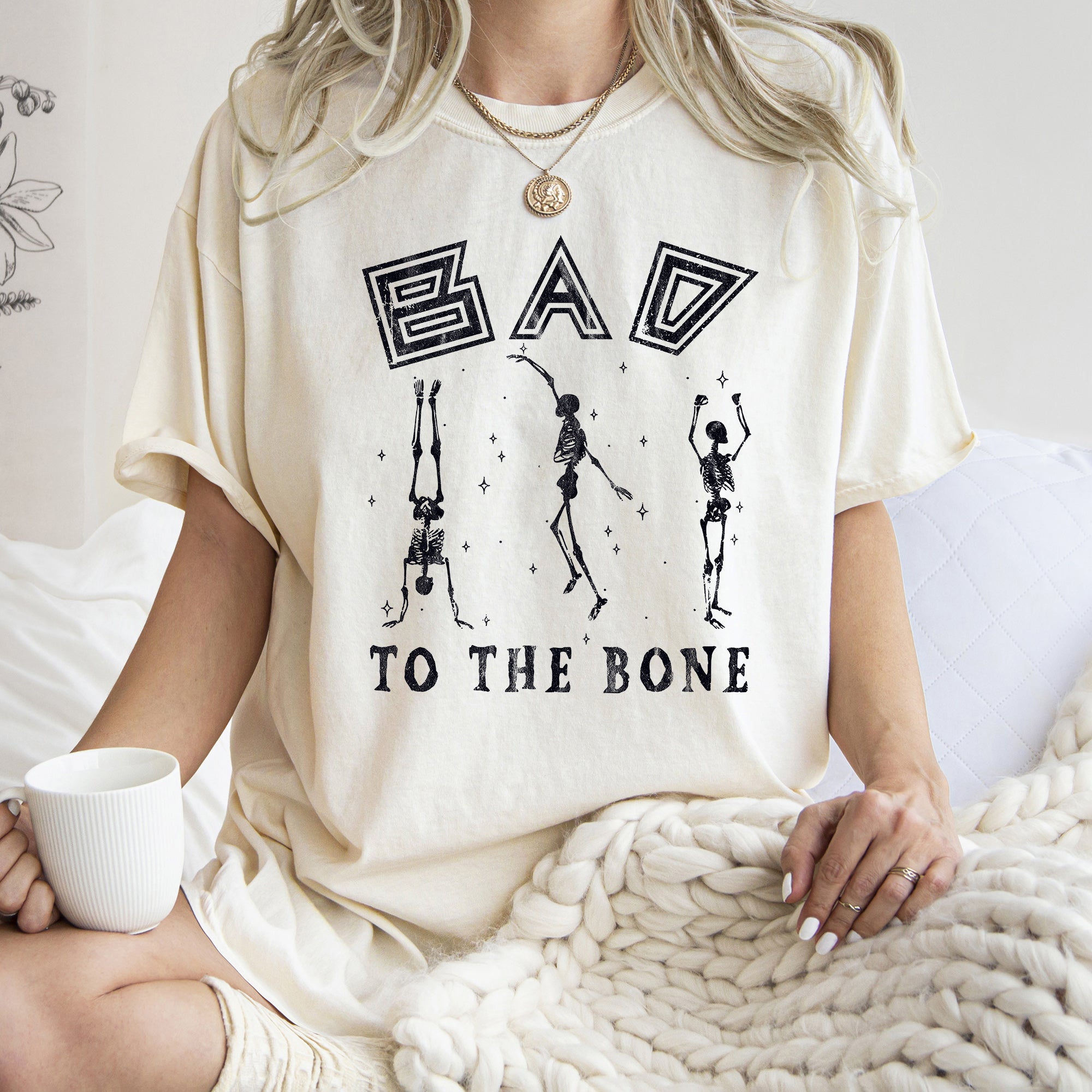 Bad To The Bone Classic Rocker Design Vintage Garment Dyed Premium Comfort Colors Tee