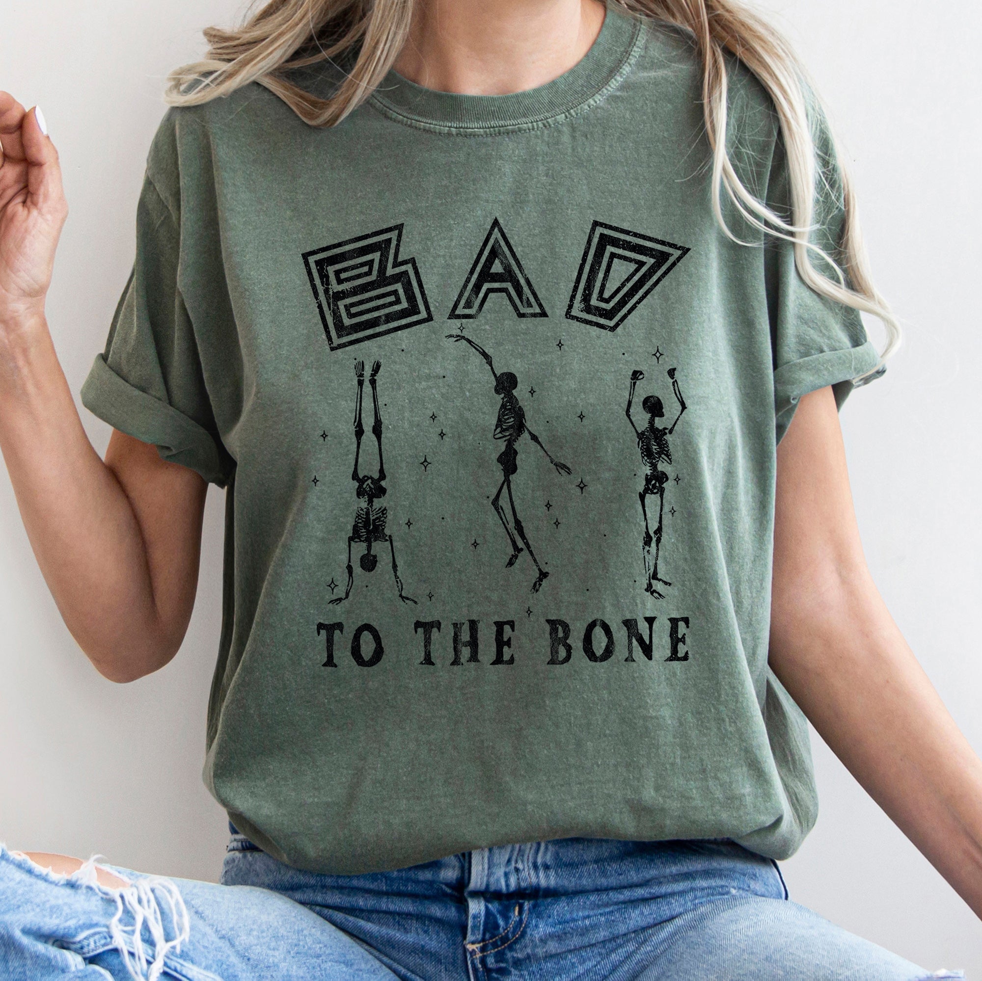 Bad To The Bone Classic Rocker Design Vintage Garment Dyed Premium Comfort Colors Tee