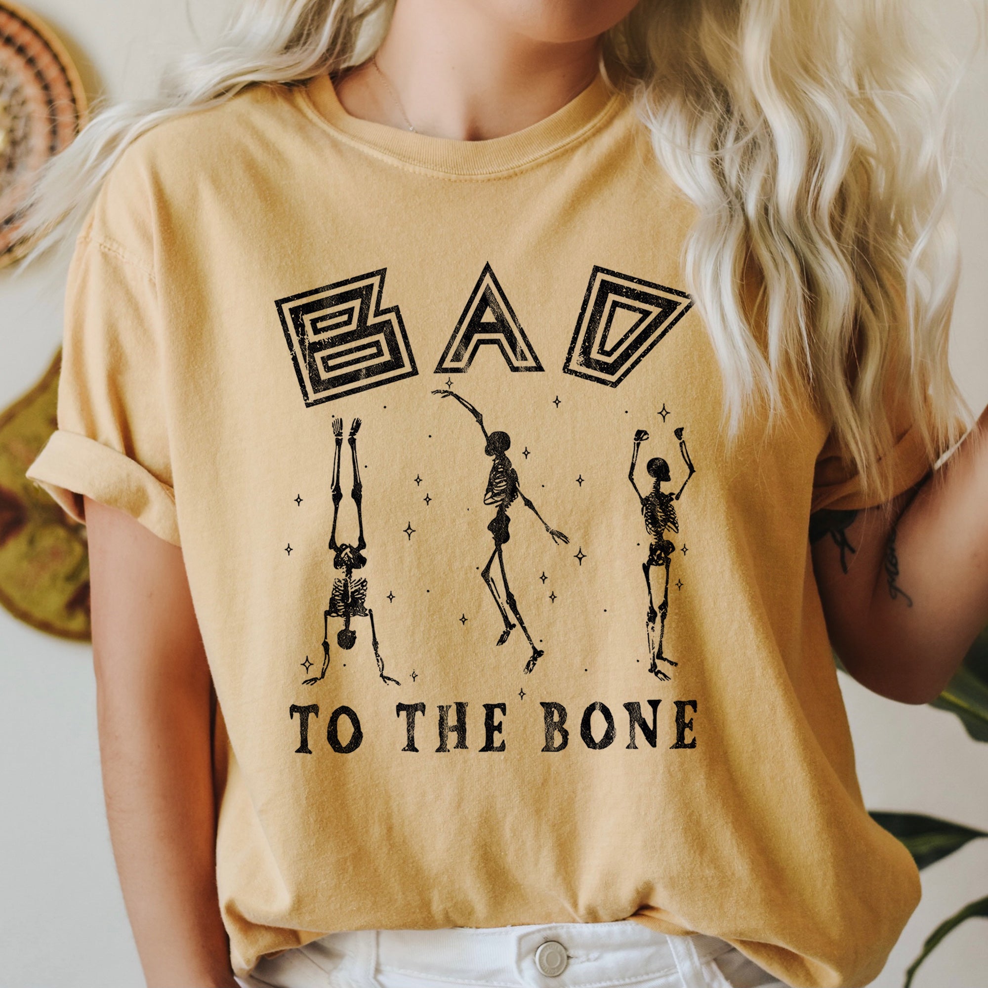 Bad To The Bone Classic Rocker Design Vintage Garment Dyed Premium Comfort Colors Tee