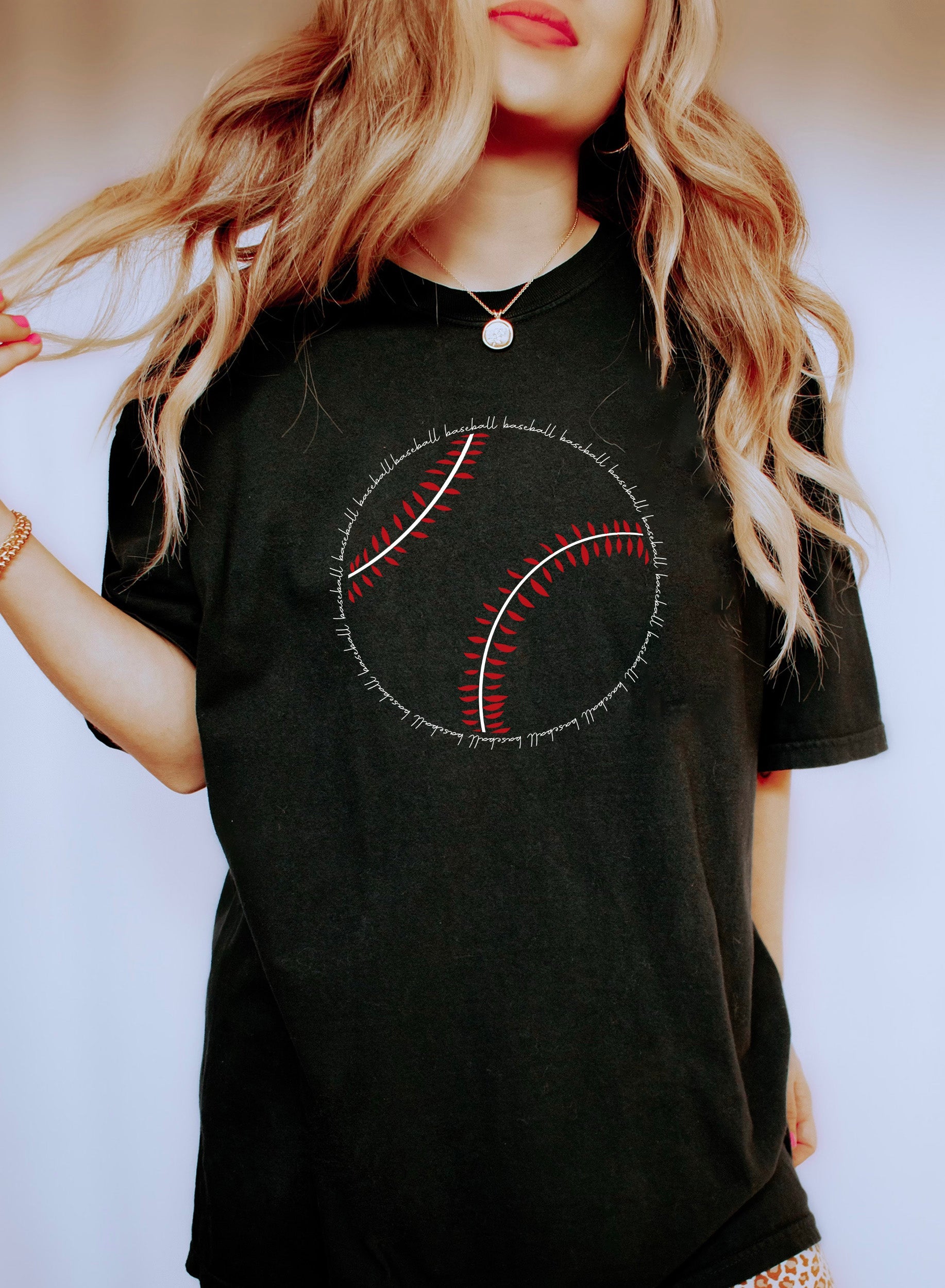 Chic Baseball Word Art Monogram Script Logo Graphic Vintage College Style Comfort Colors Tee