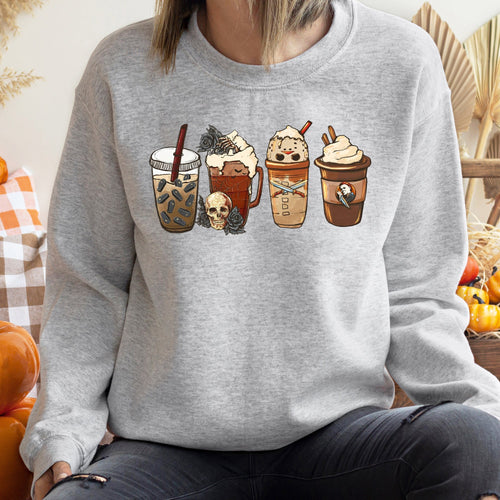 Black Rose Coffee Halloween Dewy Nightfall Latte Art Illustration Graphic Print Sweatshirt