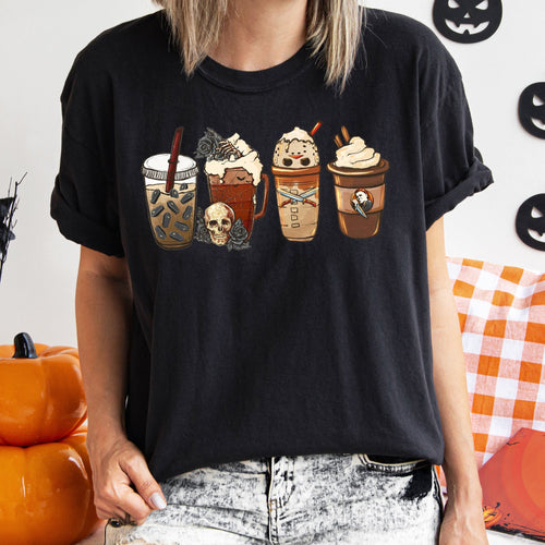 Black Rose Coffee Vintage Halloween Night Garden With Roses And Steam Graphic Comfort Colors Tee