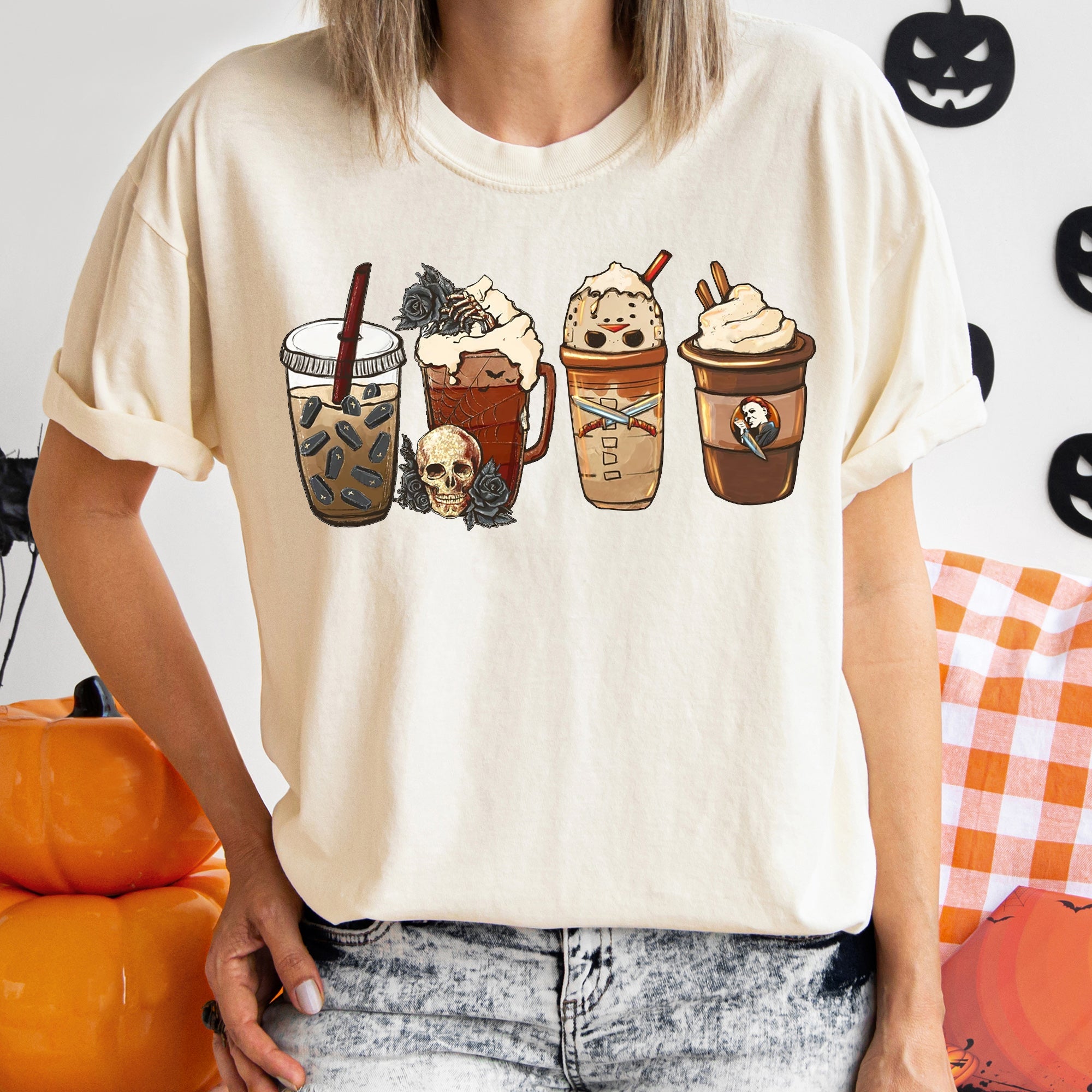 Black Rose Coffee Vintage Halloween Night Garden With Roses And Steam Graphic Comfort Colors Tee