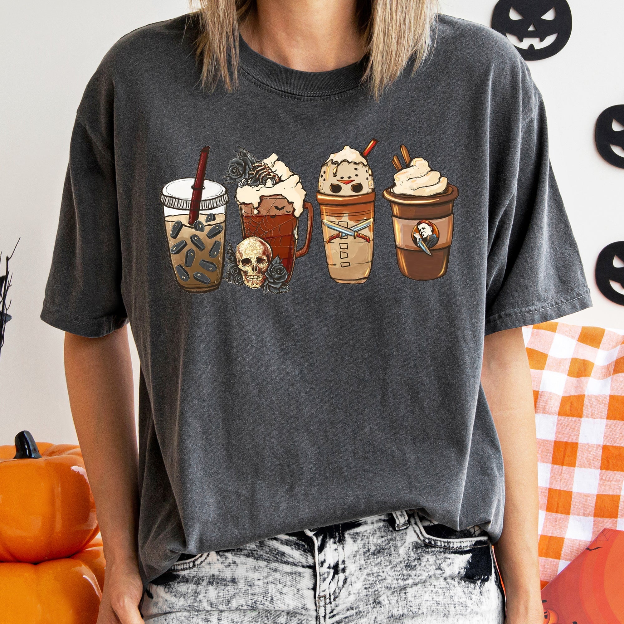 Black Rose Coffee Vintage Halloween Night Garden With Roses And Steam Graphic Comfort Colors Tee