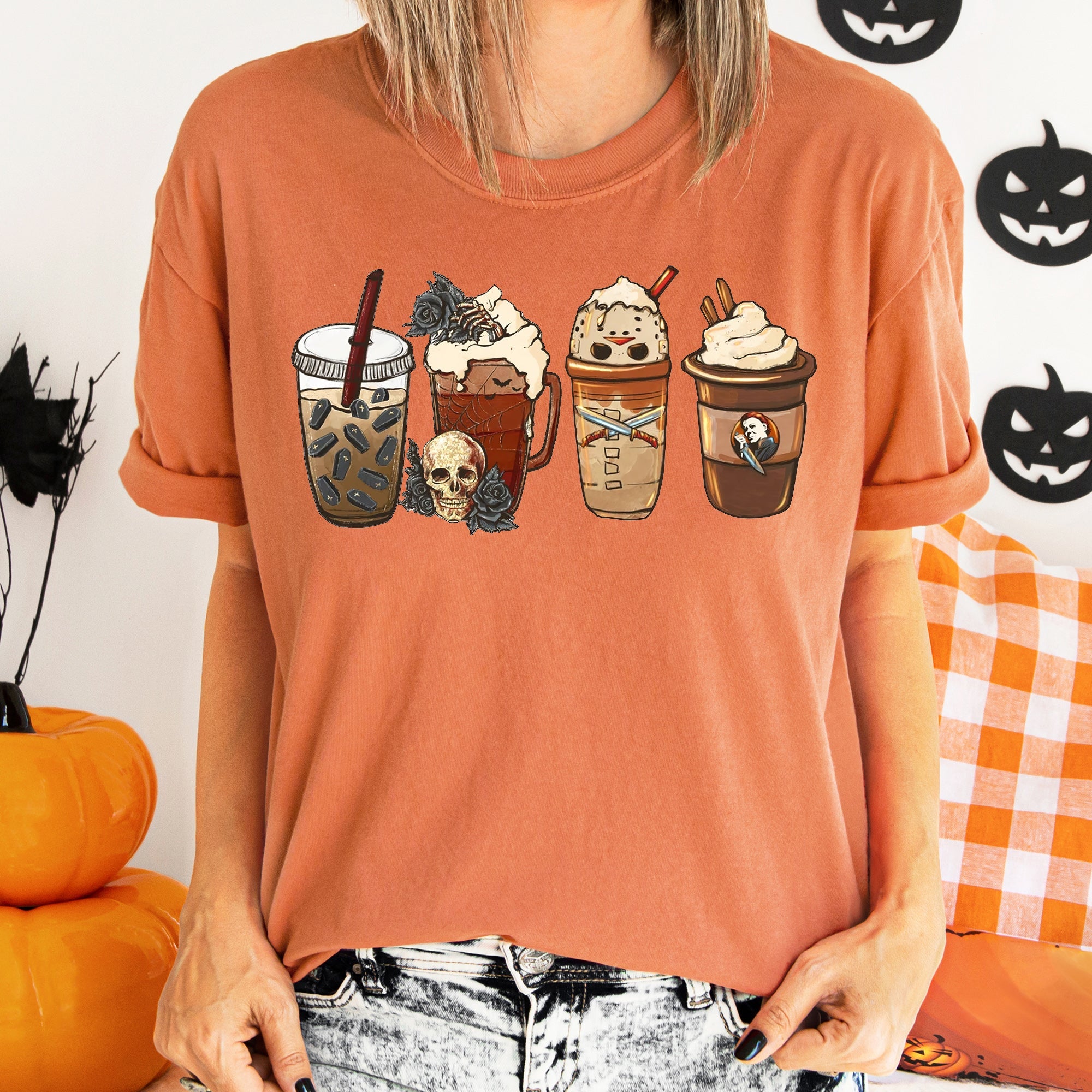 Black Rose Coffee Vintage Halloween Night Garden With Roses And Steam Graphic Comfort Colors Tee