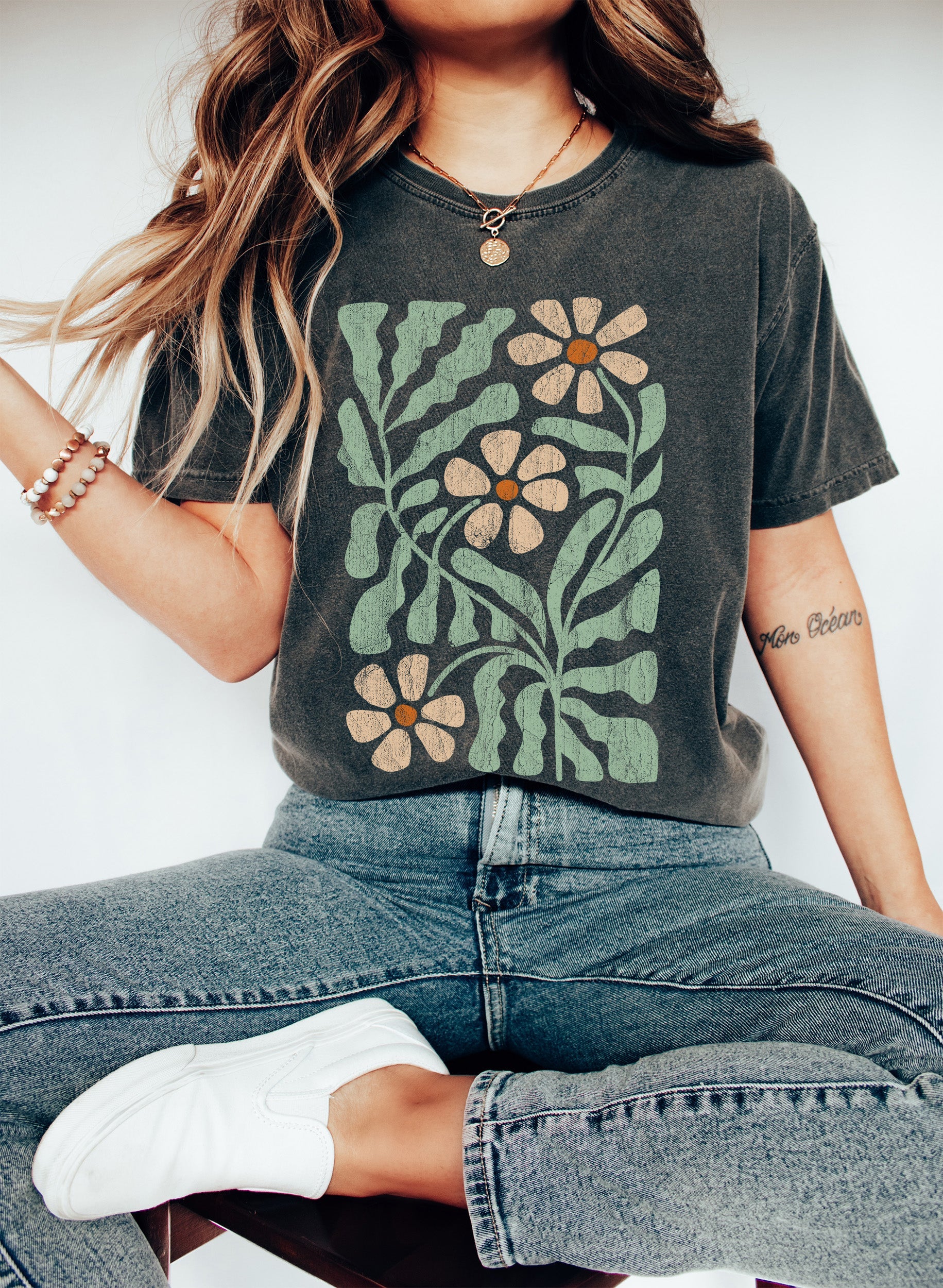 Boho Floral Vintage Comfort Colors Tee