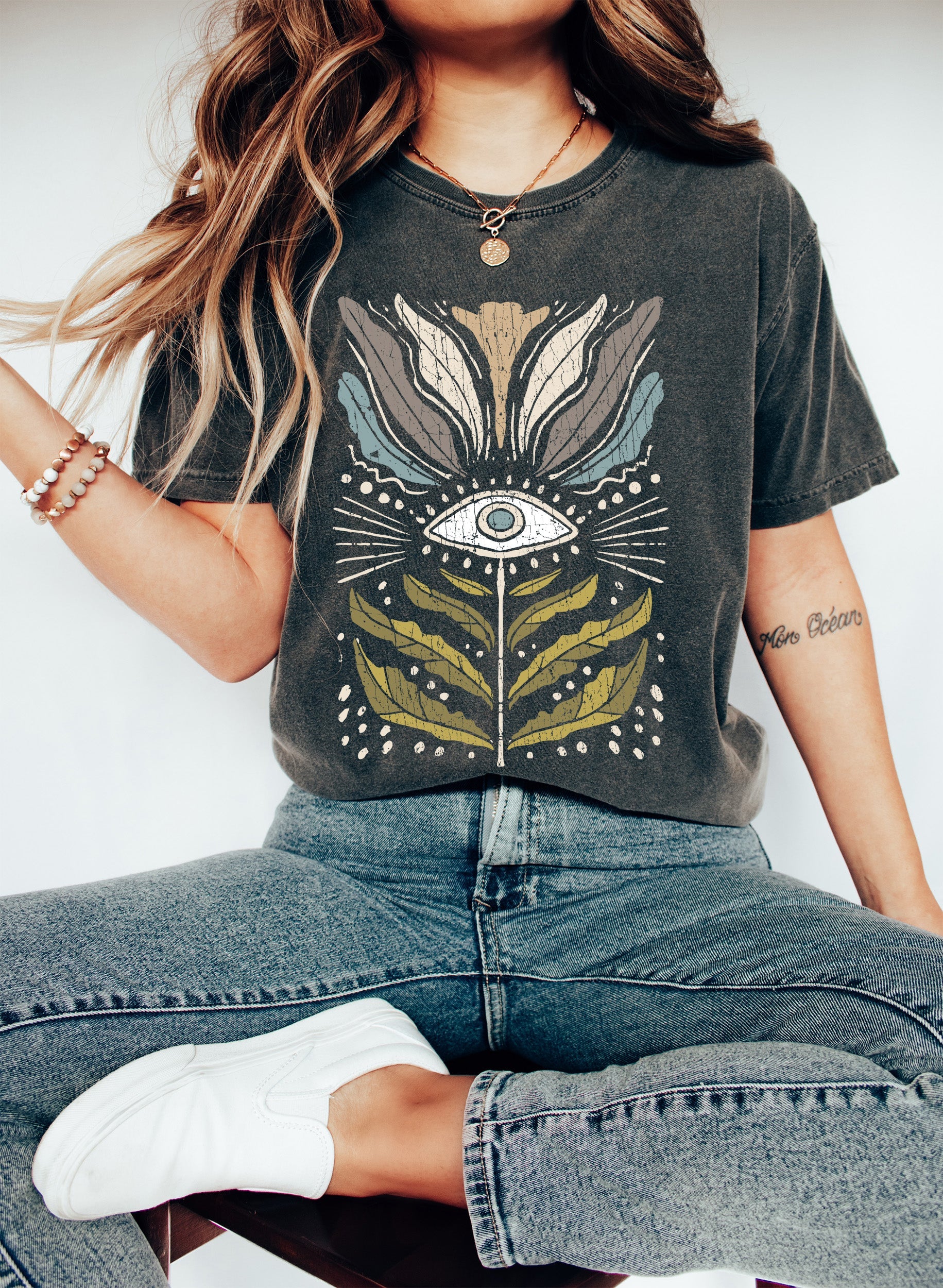 Mystical Floral Vintage Dreamy Botanical Garden Print Illustrated Floral Design Comfort Colors Tee