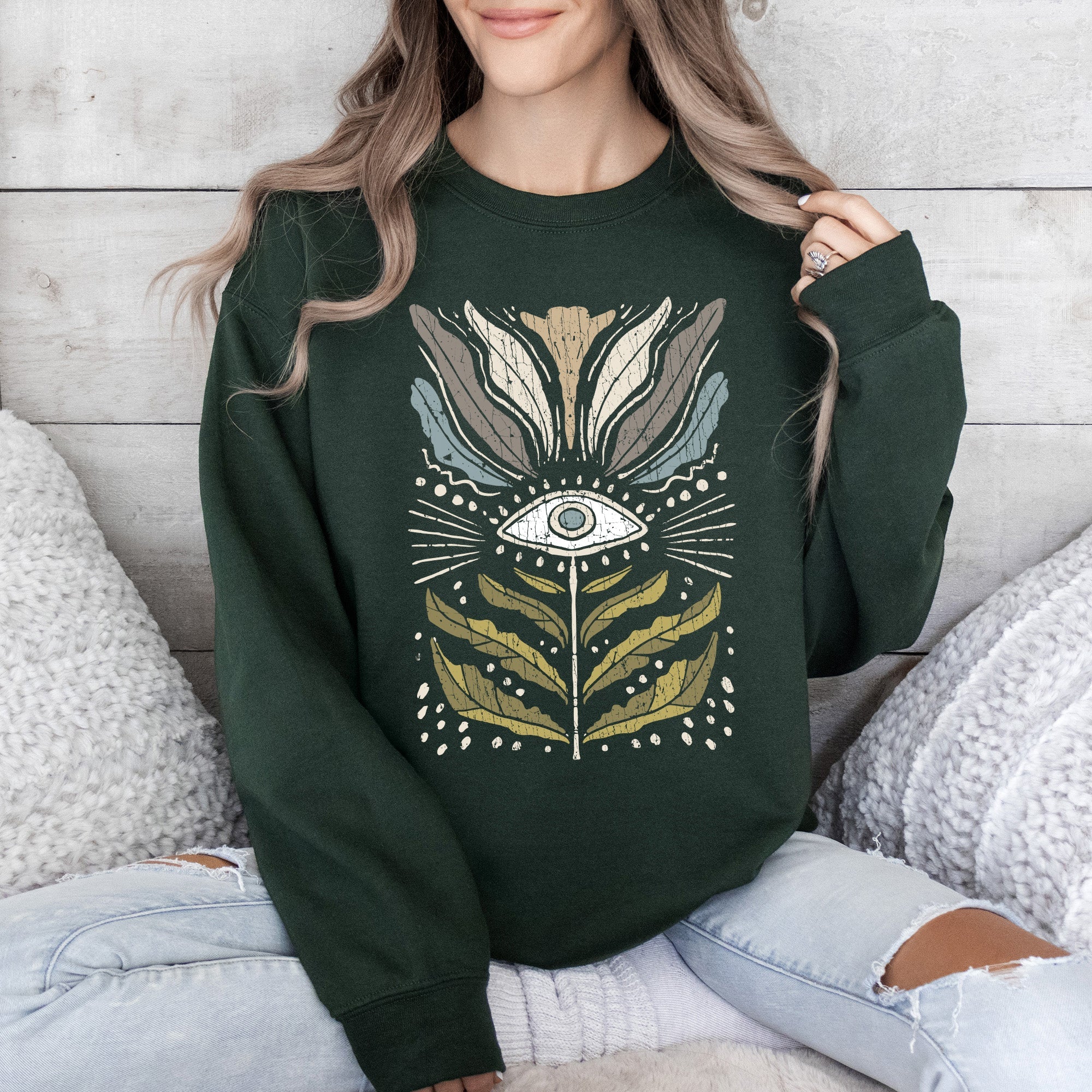 Mystical Floral Vintage Cozy Garden Print Ethereal Botanical Artwork Collection Sweatshirt
