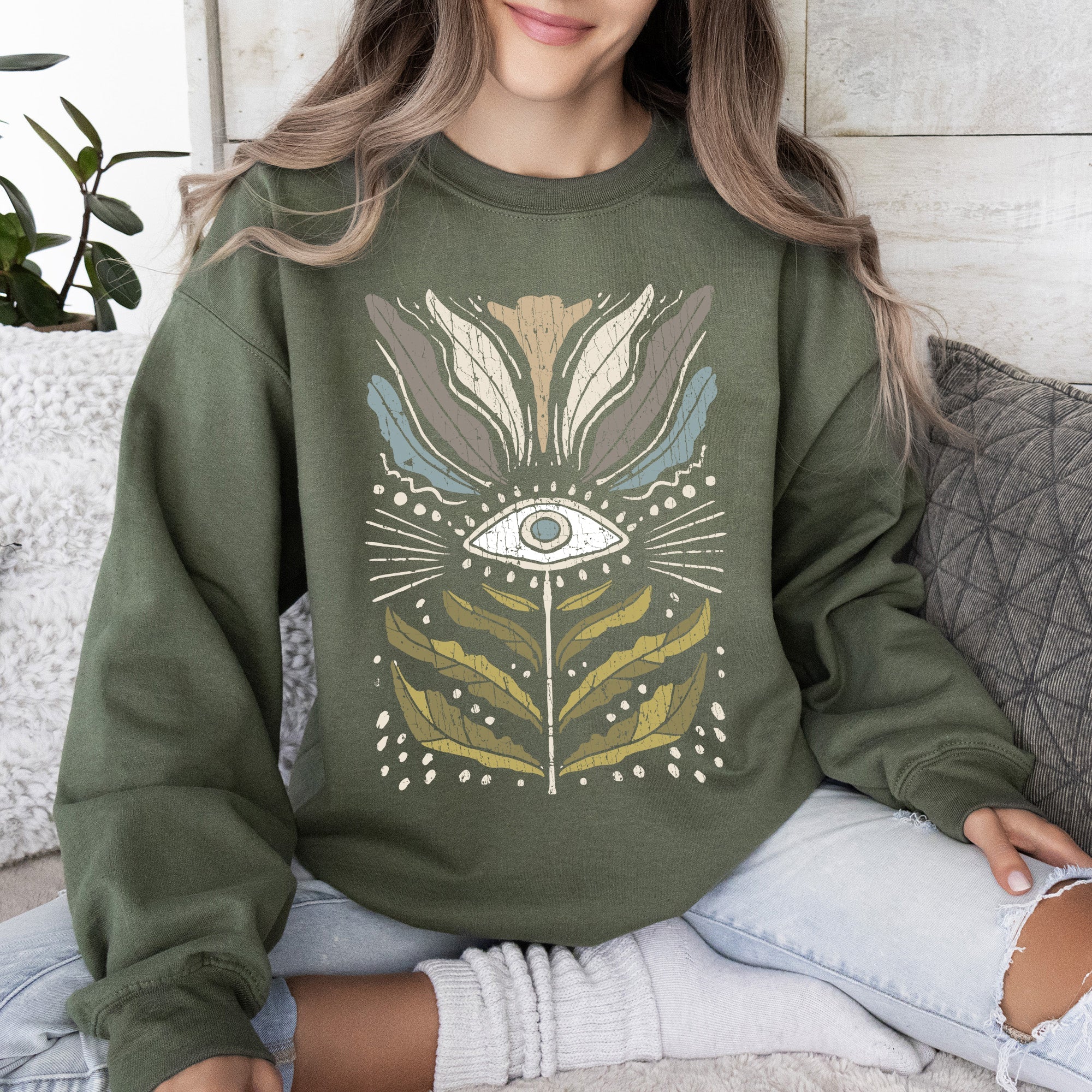 Mystical Floral Vintage Cozy Garden Print Ethereal Botanical Artwork Collection Sweatshirt