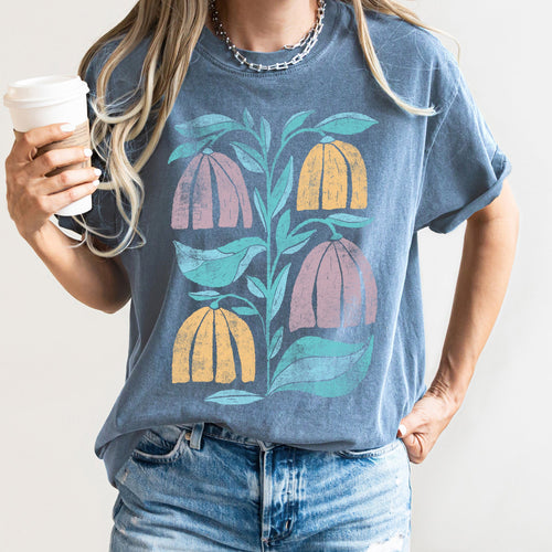 Boho Folk Art Vintage Floral Comfort Colors Tee
